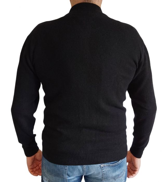 100% cashmere cardigan sweater, Made in Italy with zipper, black color