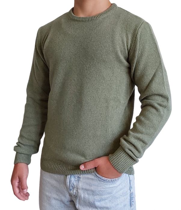 100% cashmere sweater, Made in Italy with round neck, sage color