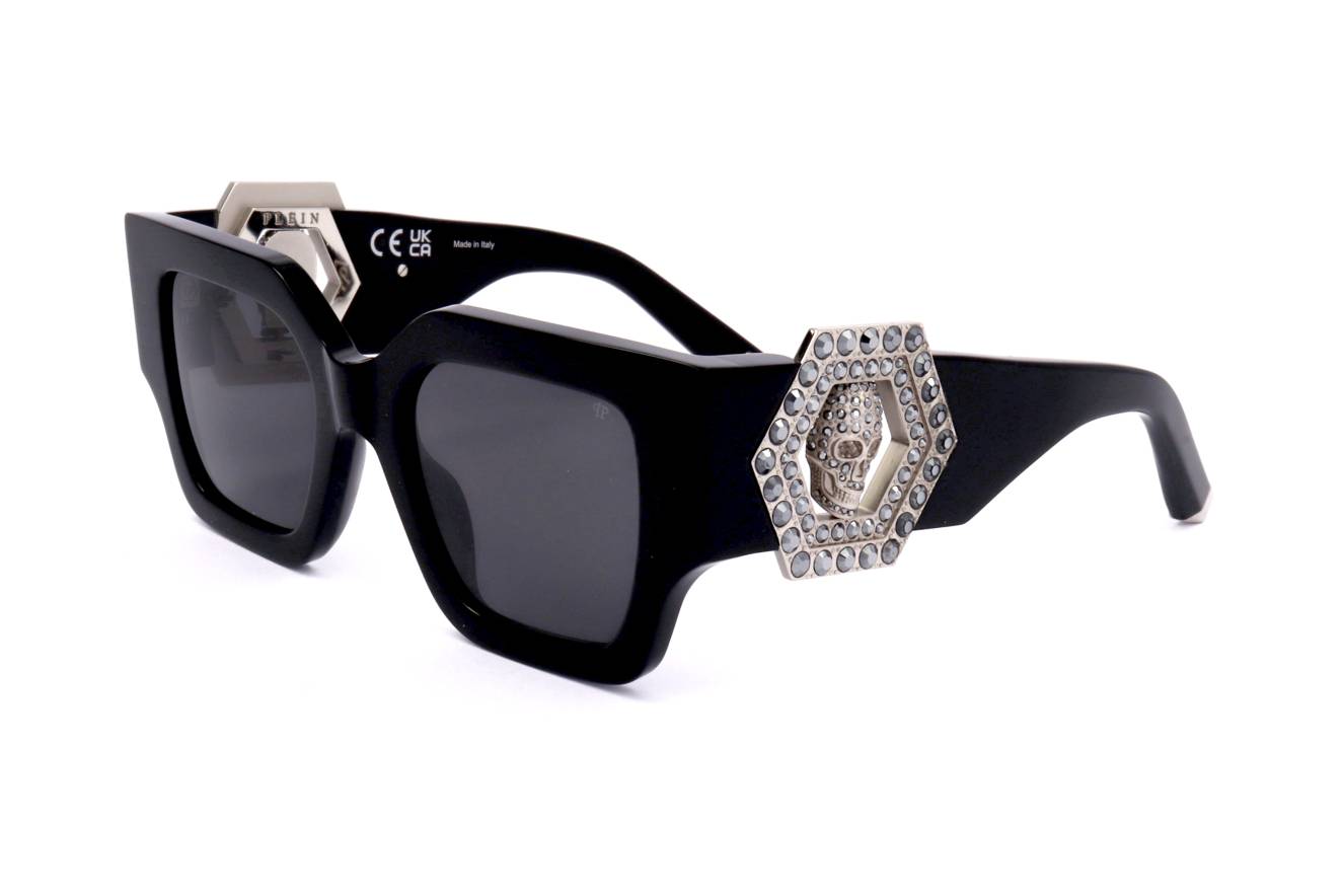 Gafas de sol Philipp Plein - Plein Jewel SPP103S, Exclusiva calavera con cristales, lote con bolso y pendiente para mujer