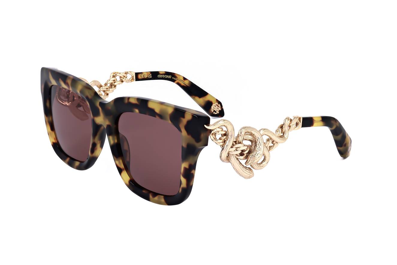 Gafas de sol Roberto Cavalli  SRC041M 0777 - Diseño de acetato y ART DECO de metal dorado