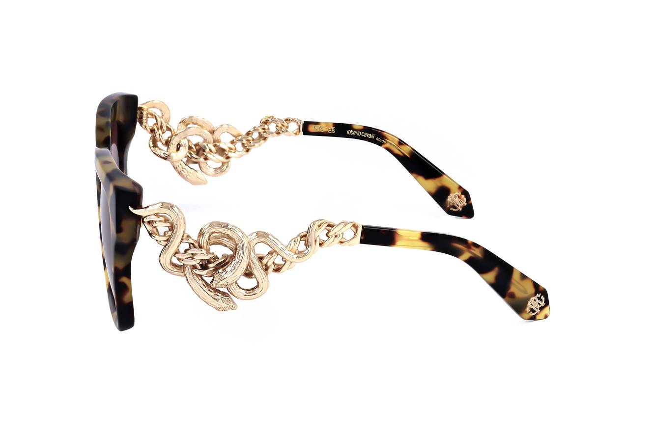 Gafas de sol Roberto Cavalli  SRC041M 0777 - Diseño de acetato y ART DECO de metal dorado