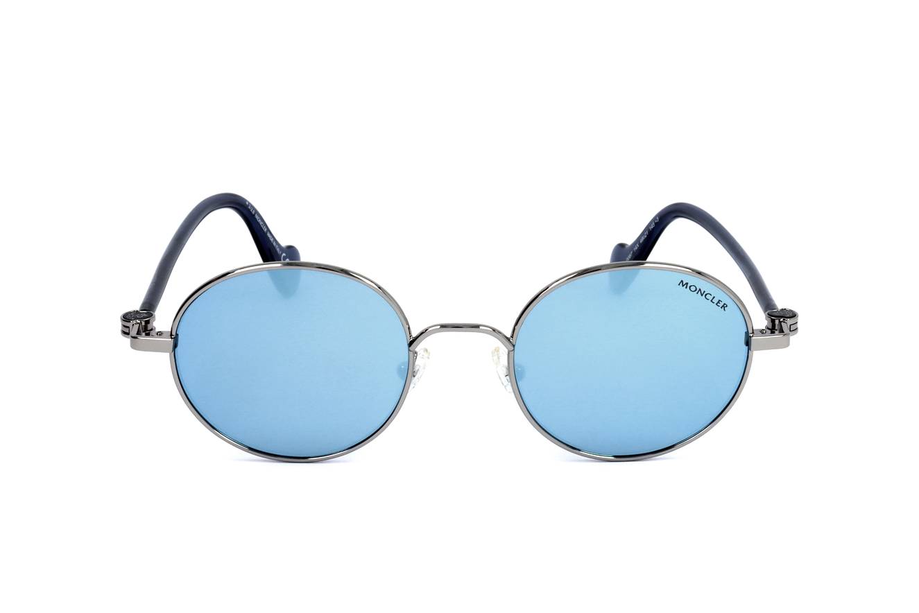 Moncler ML0057 14X Sunglasses - Round design with silver metal and acetate