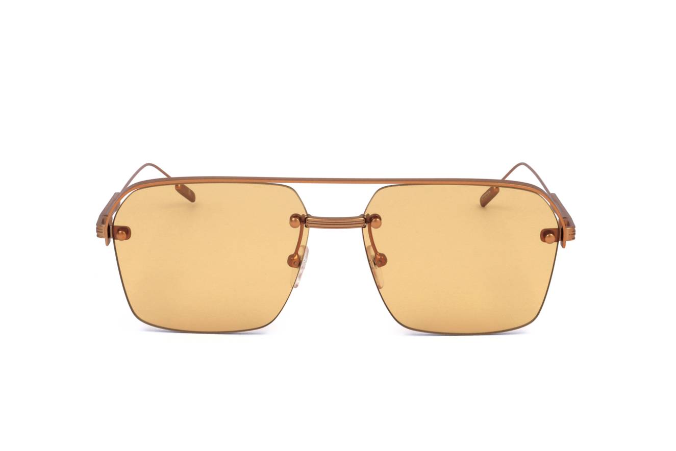 Gafas de sol Ermenegildo Zegna EZ0213 43E - Diseño rectangular de metal color cobre para hombre