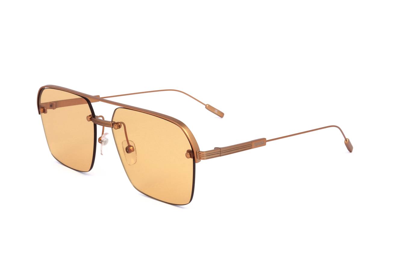 Ermenegildo Zegna EZ0213 43E Sunglasses - Rectangular Copper Metal Design for Men