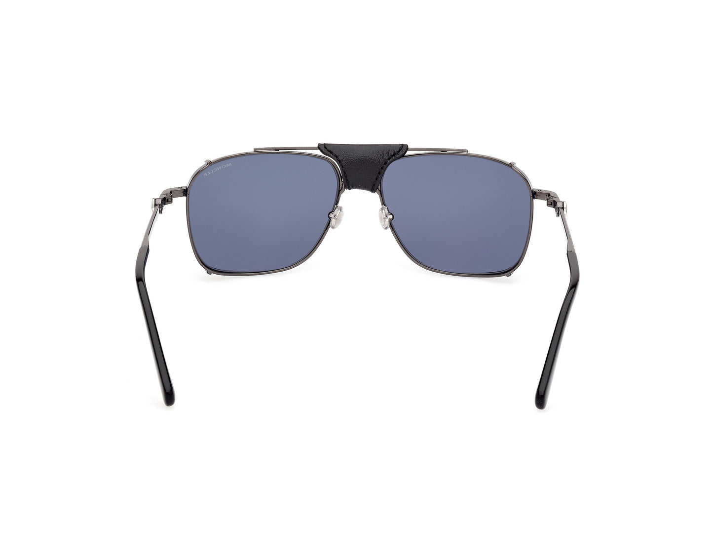 Moncler Gattion ML0287 08V Sunglasses - Polarized Lenses, Rectangular Metal and Leather Design