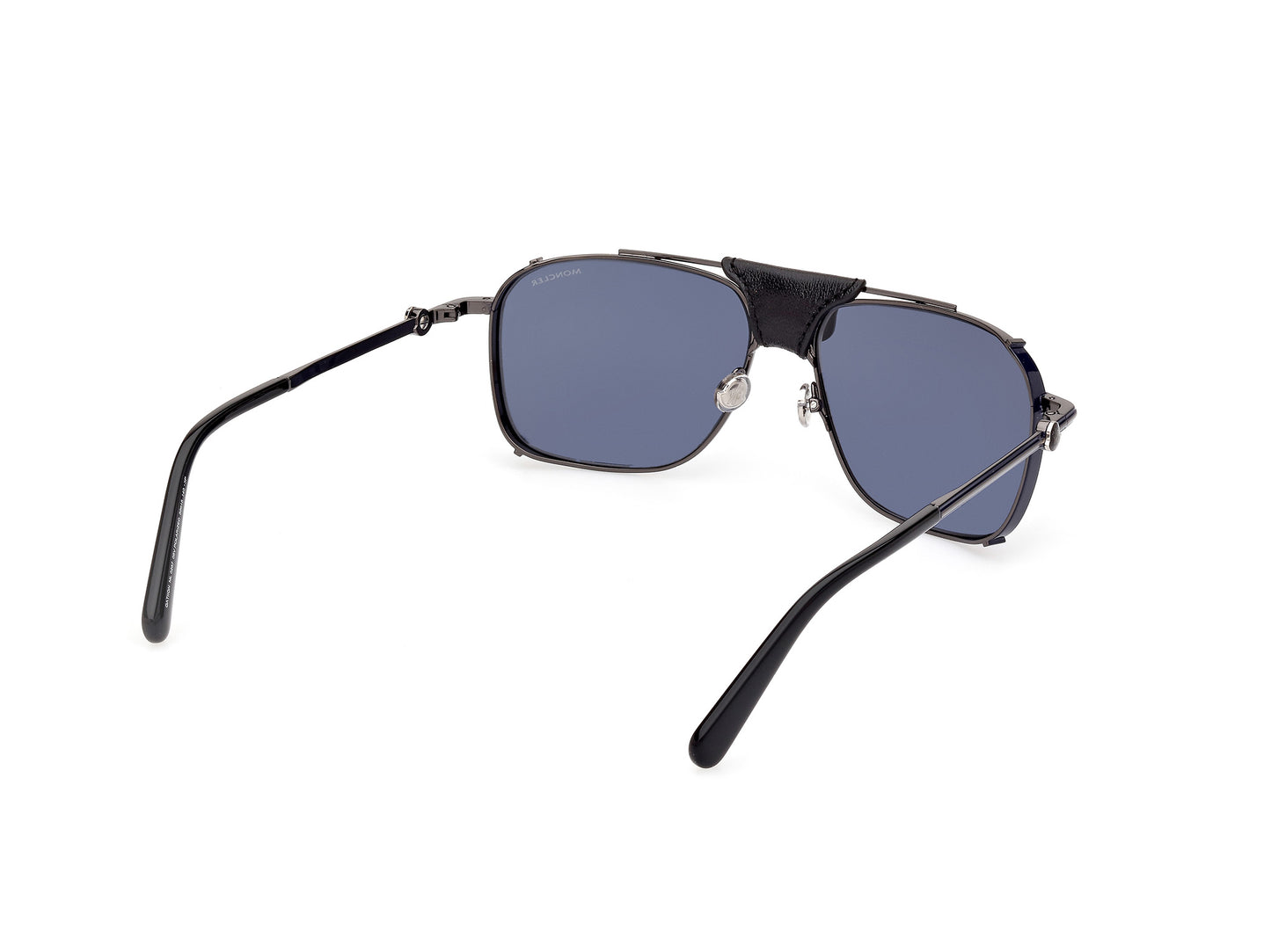 Moncler Gattion ML0287 08V Sunglasses - Polarized Lenses, Rectangular Metal and Leather Design