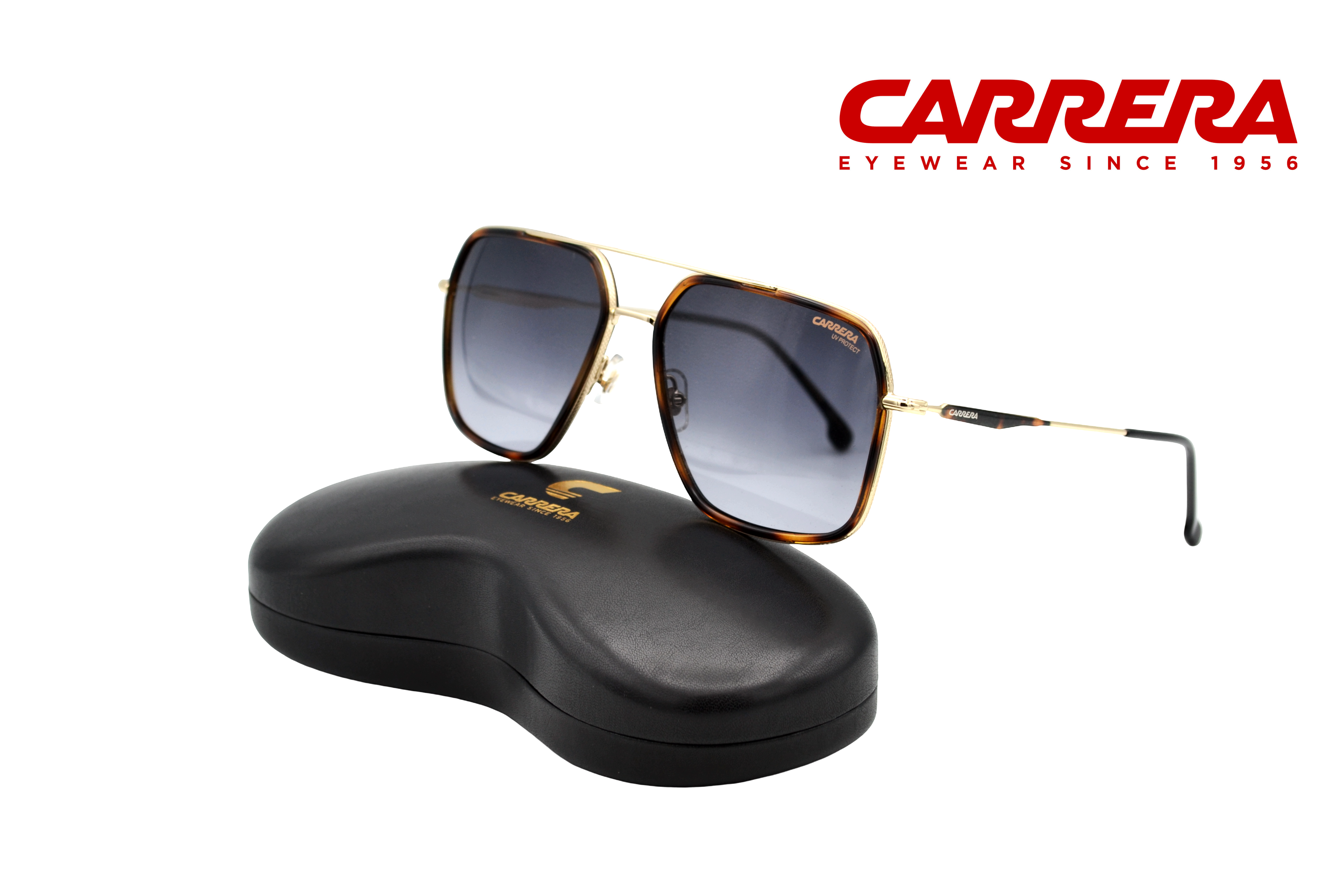 Gafas de sol CARRERA para hombre, con cuero rectangular metal dorado 273S 08690
