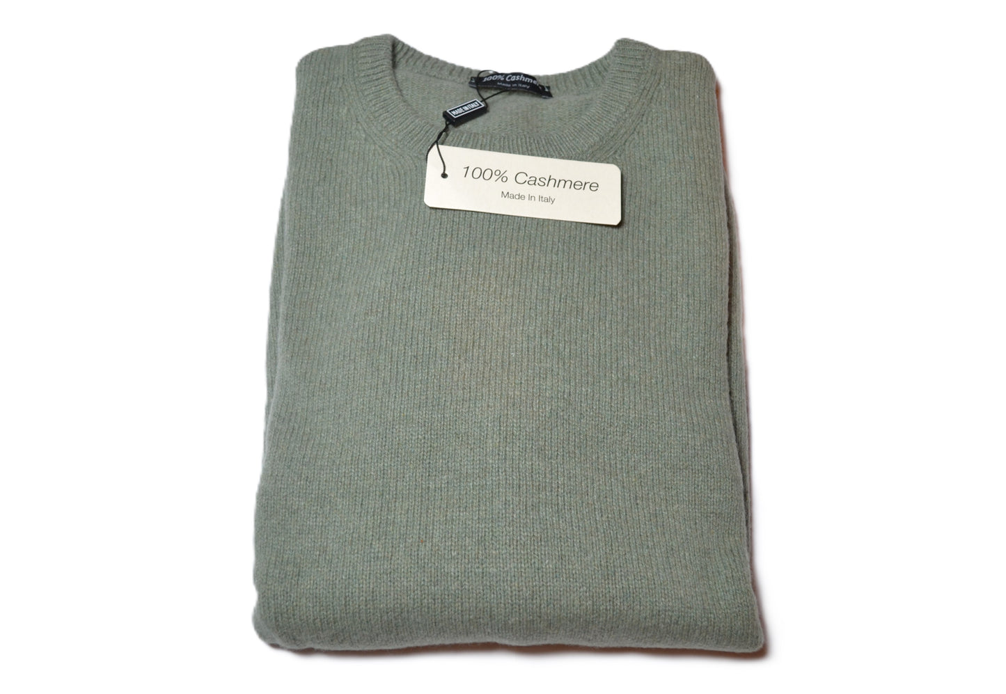 100% cashmere sweater, Made in Italy with round neck, sage color