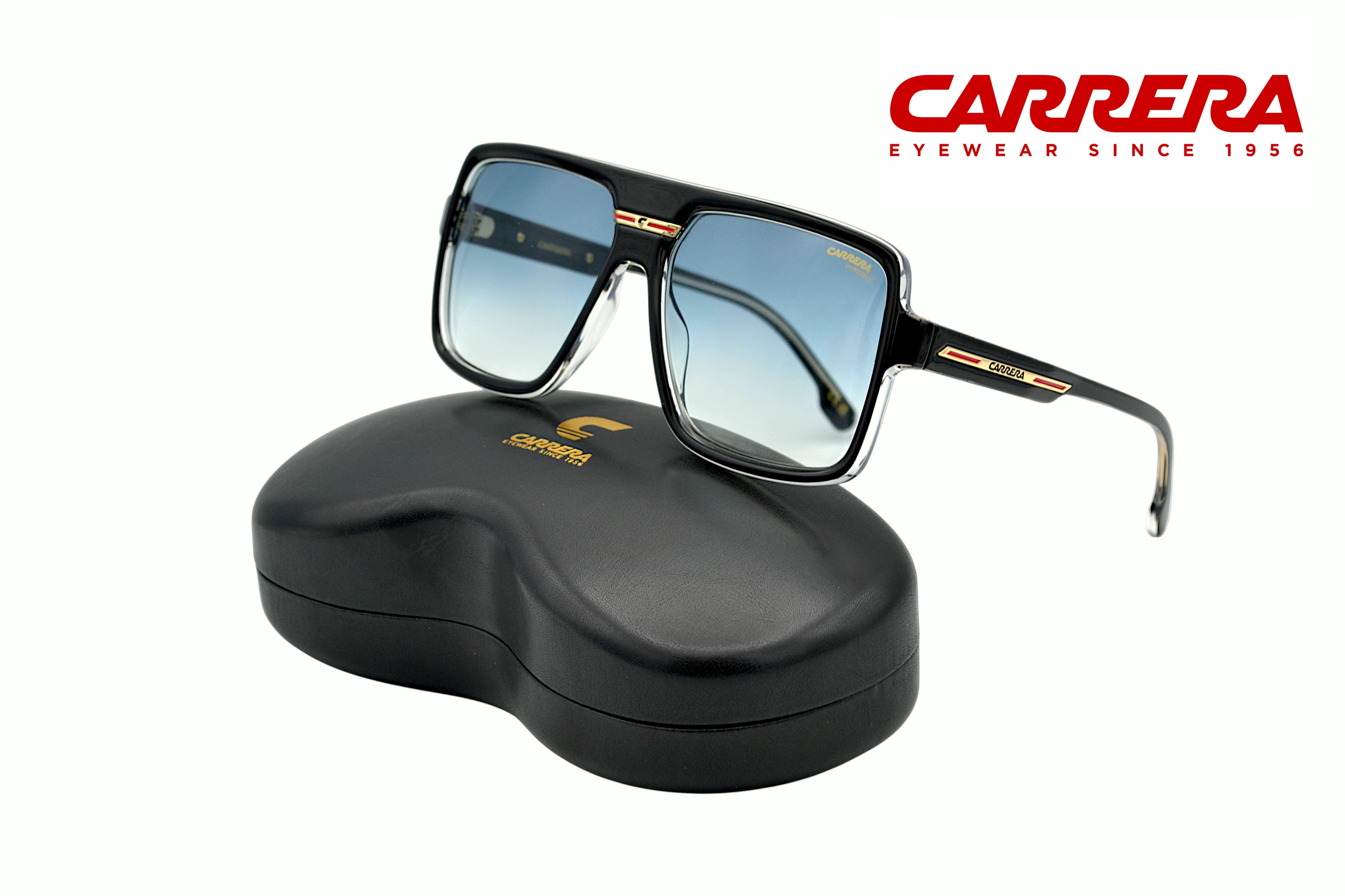 CARRERA Sunglasses - Made in Italy for Men, Rectangular Design, Black Acetate VICTORY C09S