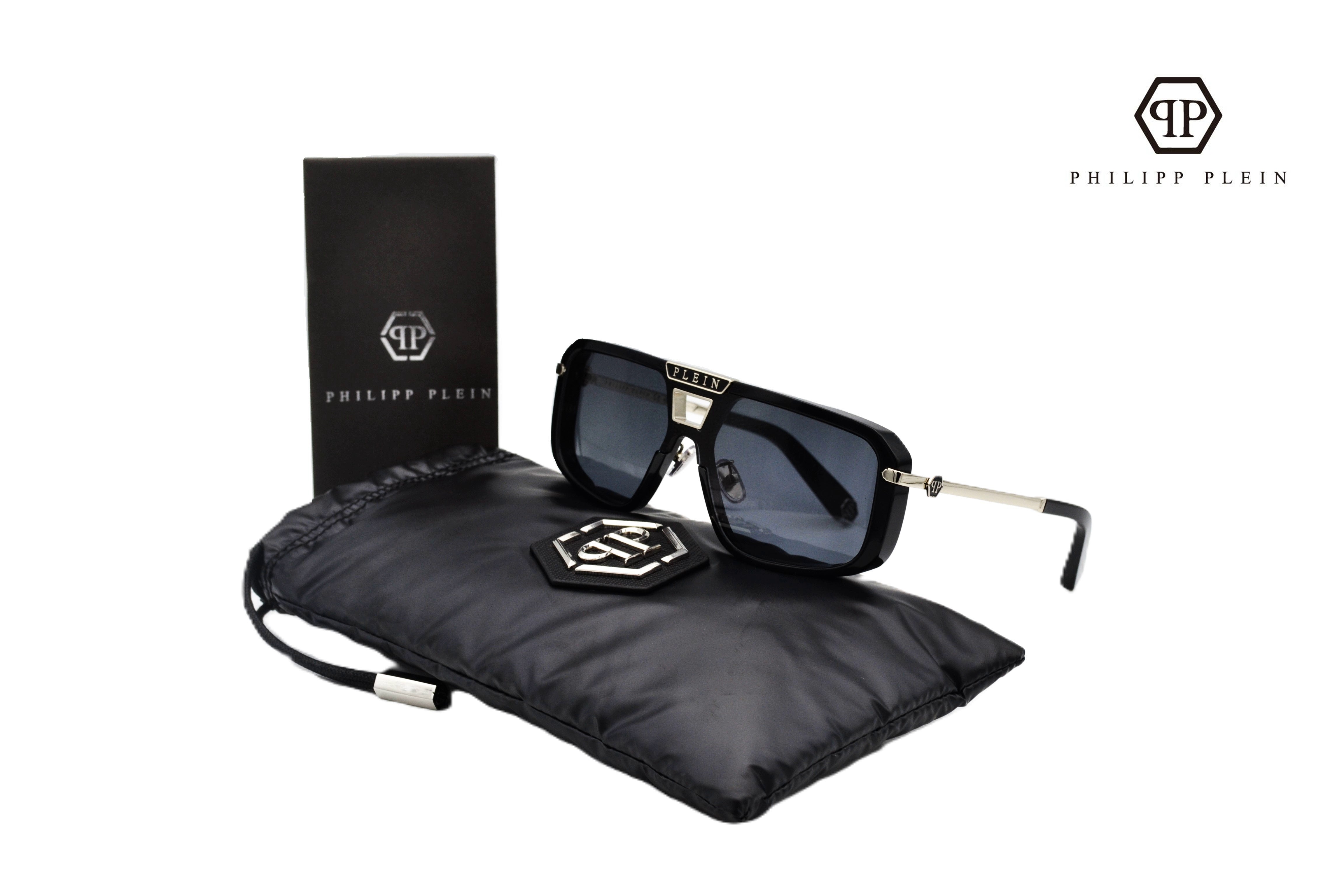 Philipp Plein Sunglasses - Plein Legacy SPP008, Acetate and silver metal design for men