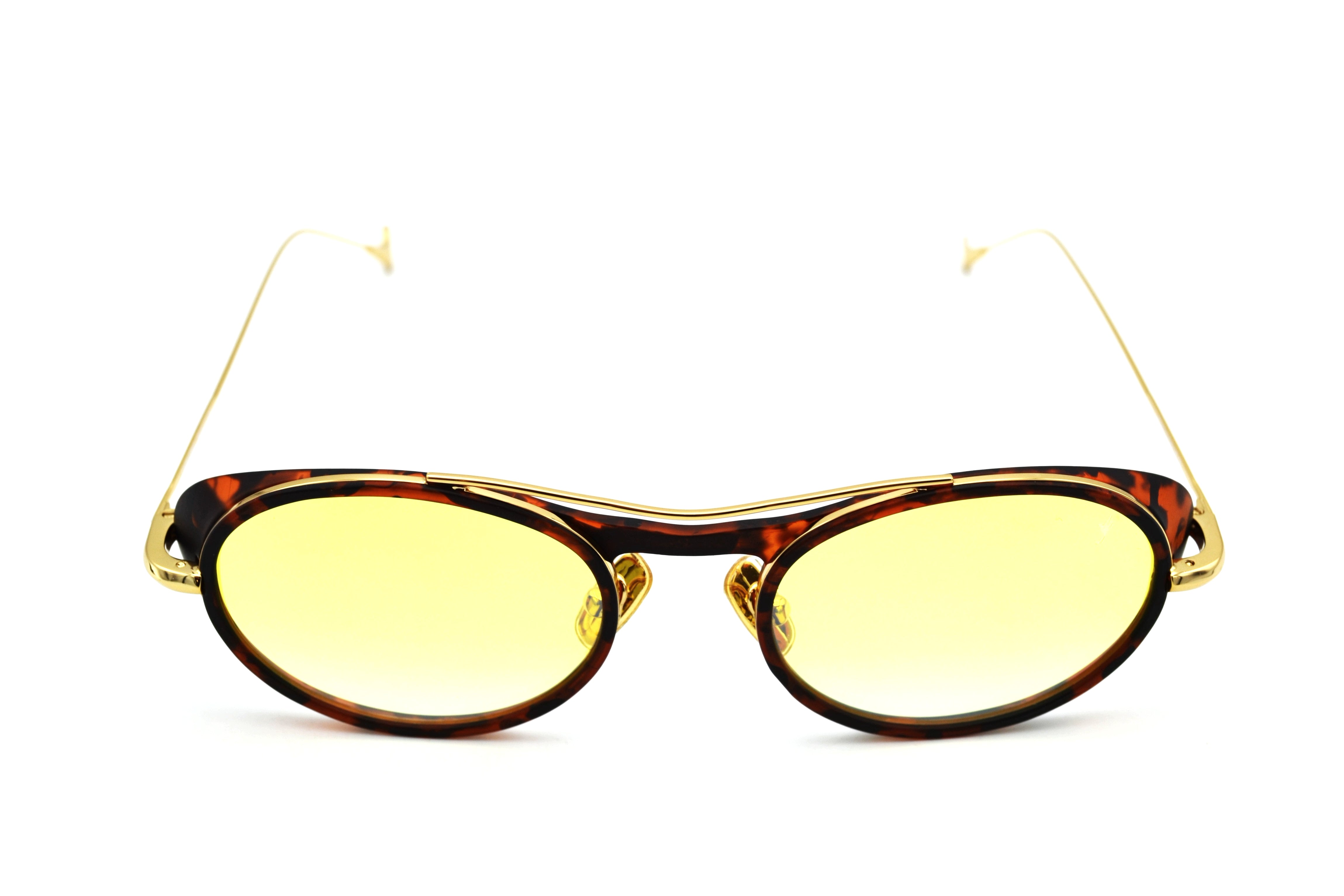 Gafas de sol Eyepetizer- HELEN, diseño ovalado de acetato y metal dorado, para mujer