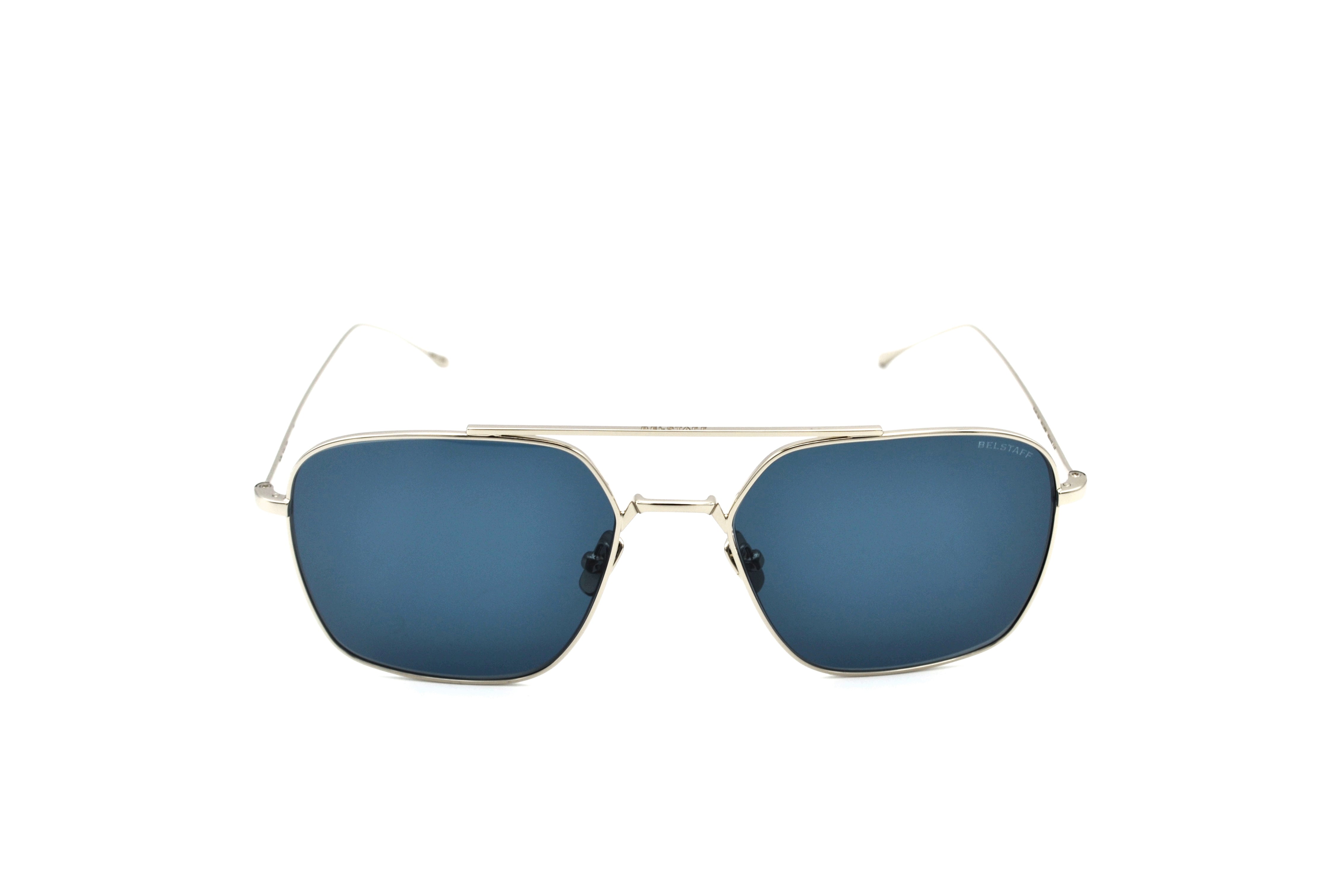 Gafas de sol Belstaff OUTLAW II Grey, Diseño rectangular de metal, Fabricado en Japón