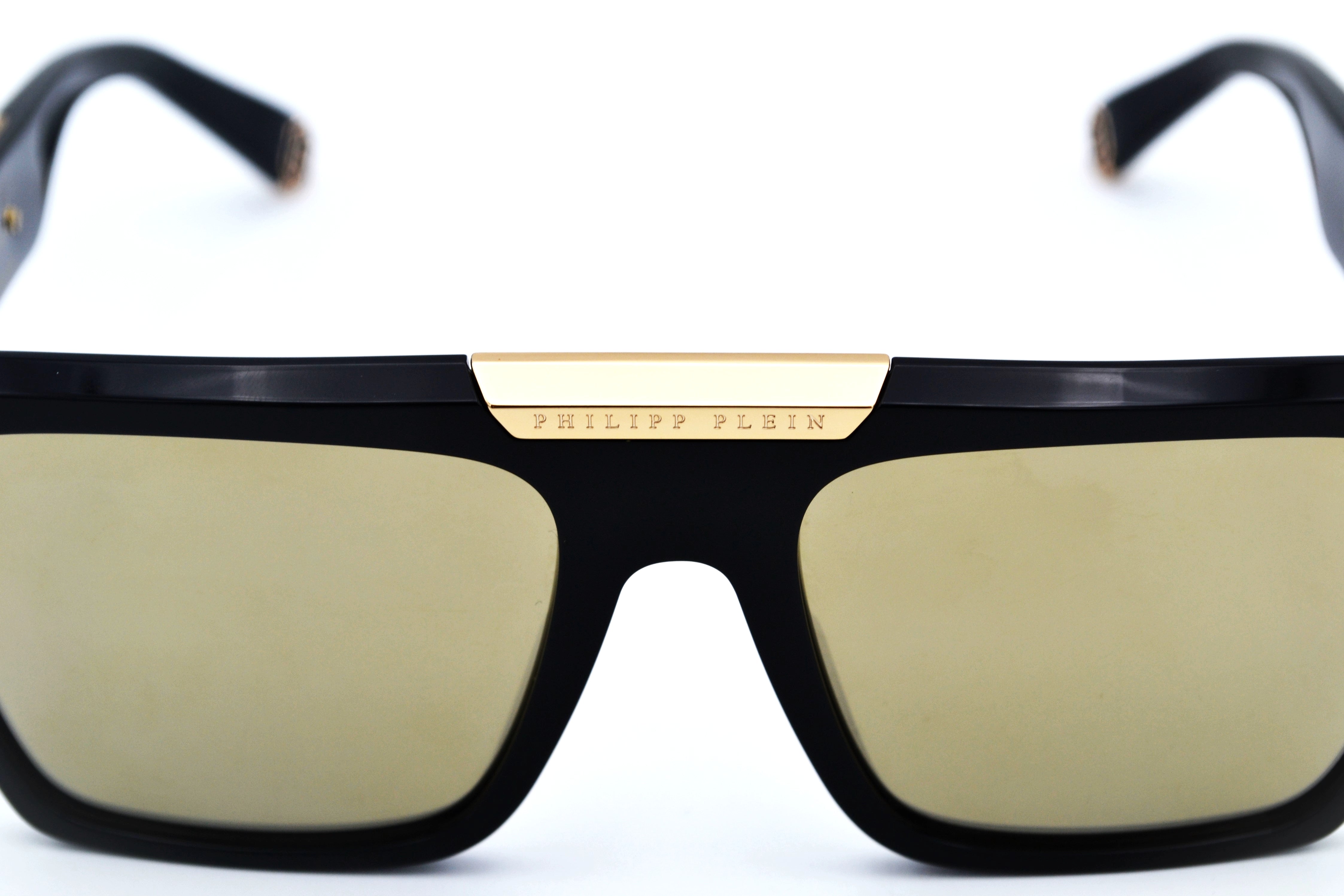 Philipp Plein Sunglasses - 23K Gold Plated - Plein Badge SPP080 700G Acetate and gold plated design for men