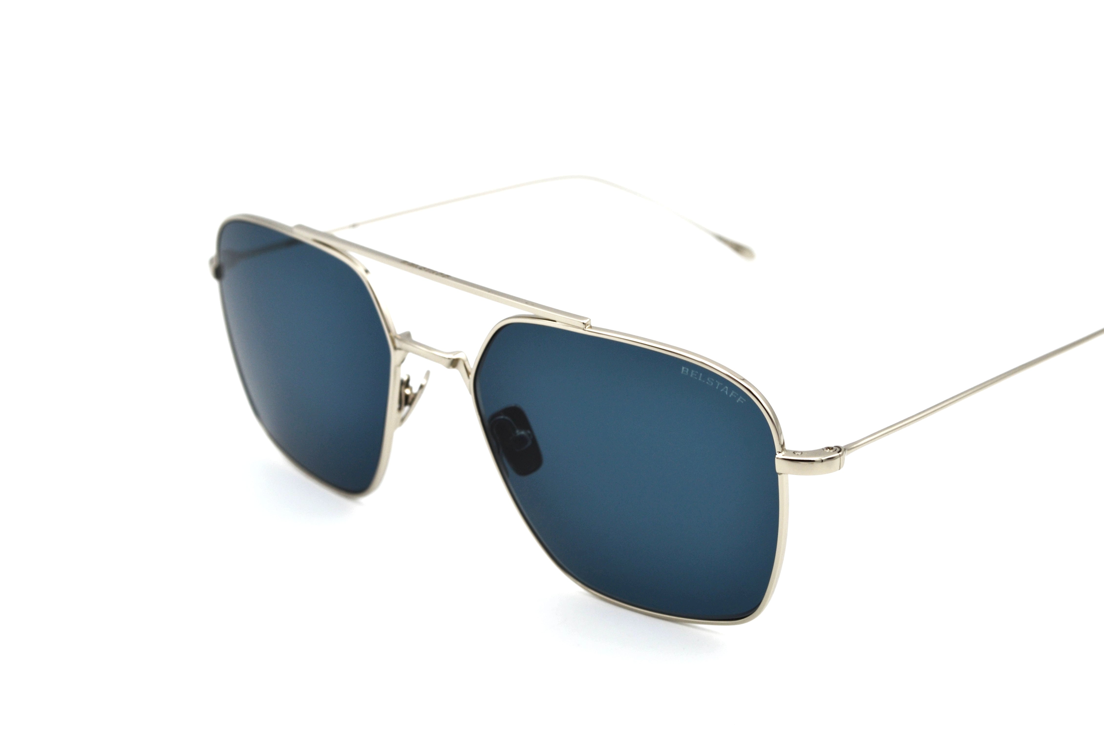 Gafas de sol Belstaff OUTLAW II Grey, Diseño rectangular de metal, Fabricado en Japón