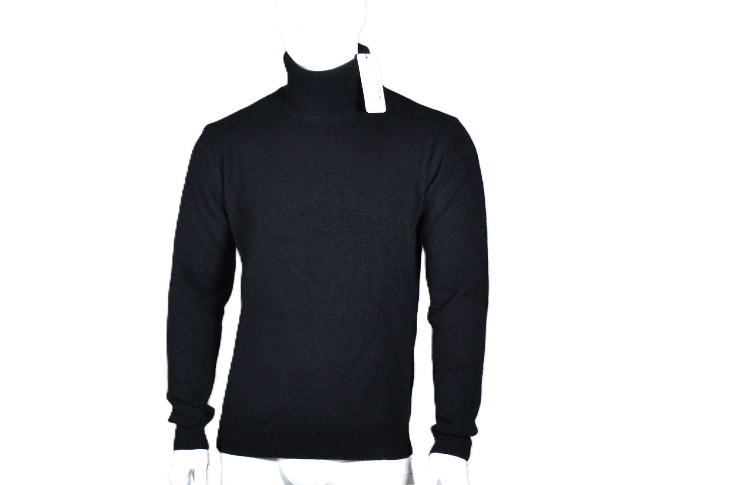 100% cashmere sweater, Made in Italy with high neck, black color