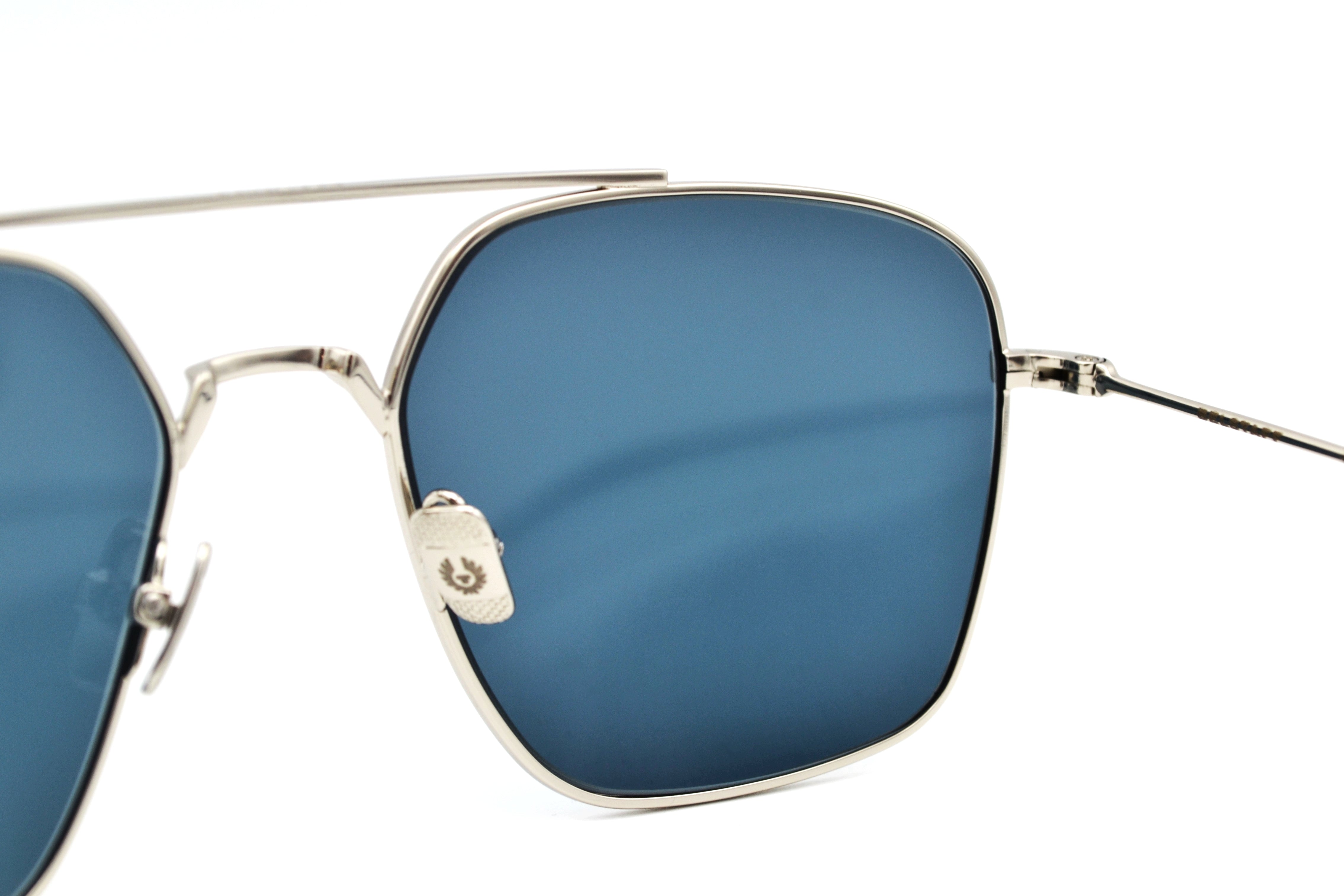 Gafas de sol Belstaff OUTLAW II Grey, Diseño rectangular de metal, Fabricado en Japón