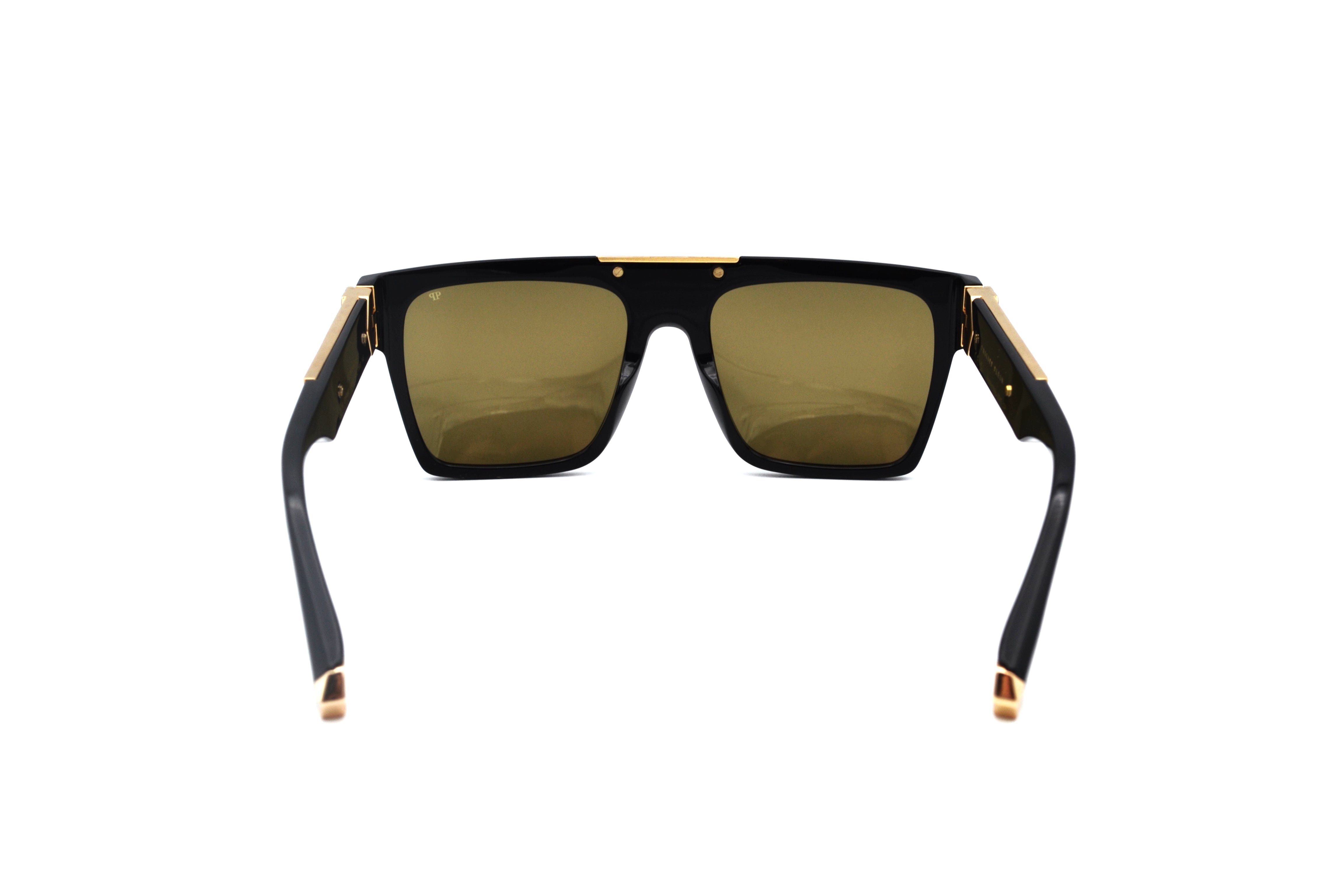 Philipp Plein Sunglasses - 23K Gold Plated - Plein Badge SPP080 700G Acetate and gold plated design for men