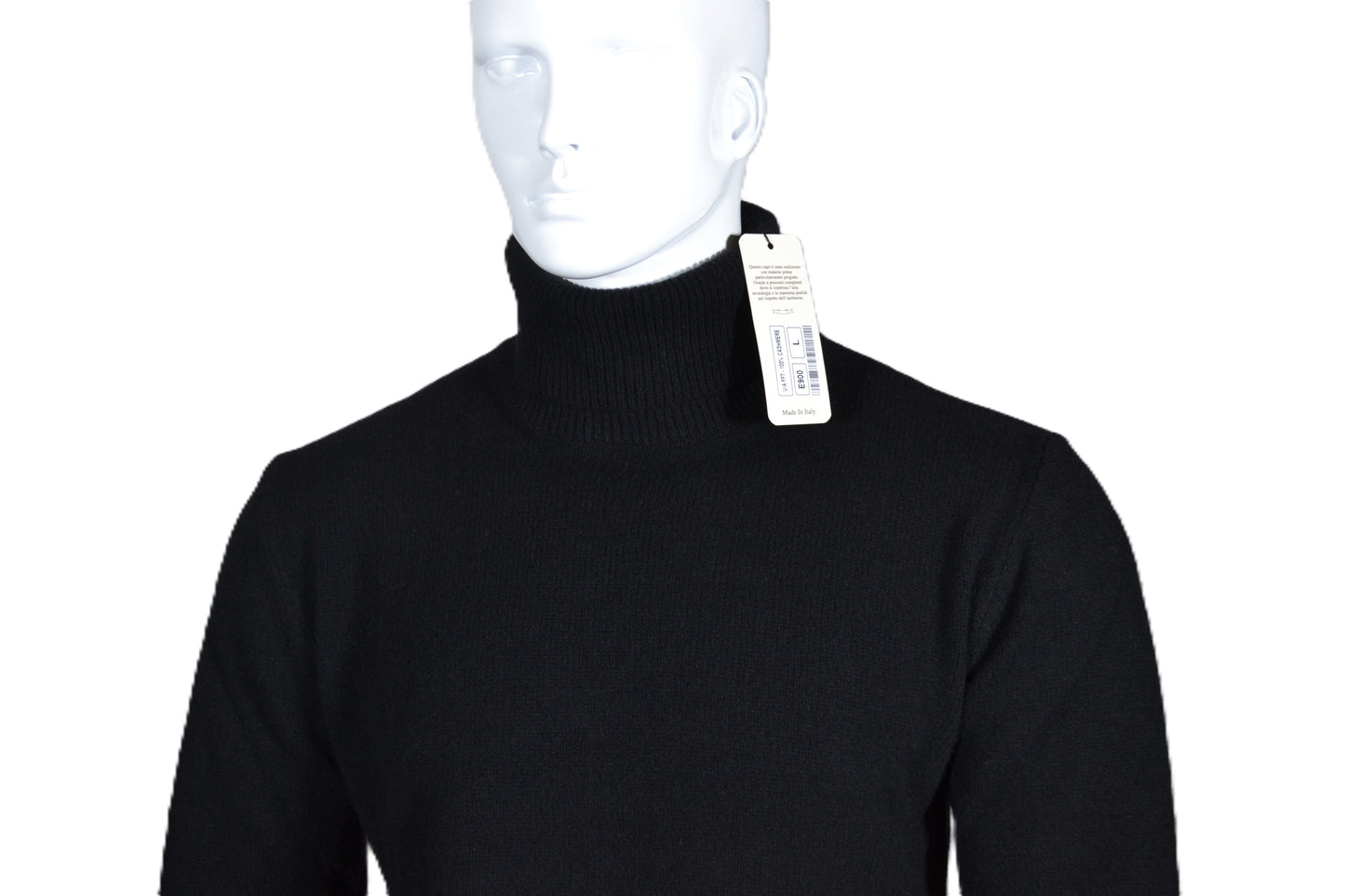 100% cashmere sweater, Made in Italy with high neck, black color