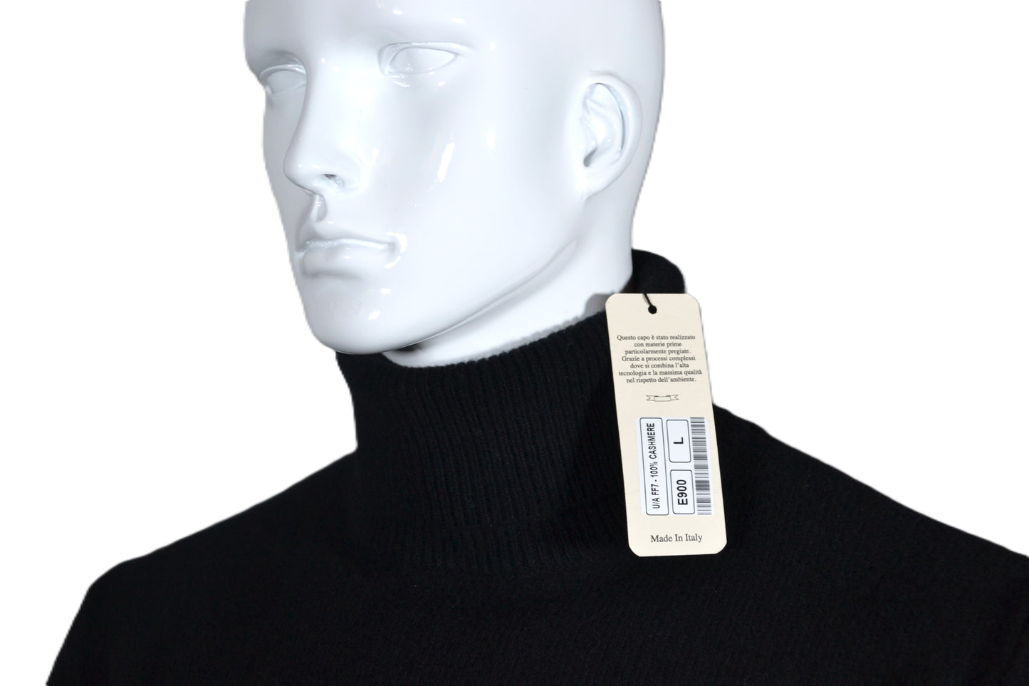 100% cashmere sweater, Made in Italy with high neck, black color