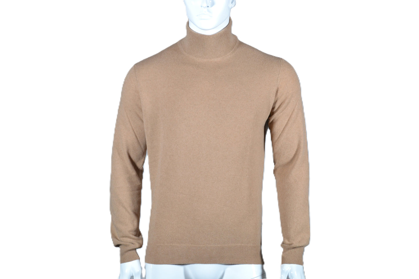 100% cashmere sweater, Made in Italy with high neck, camel color