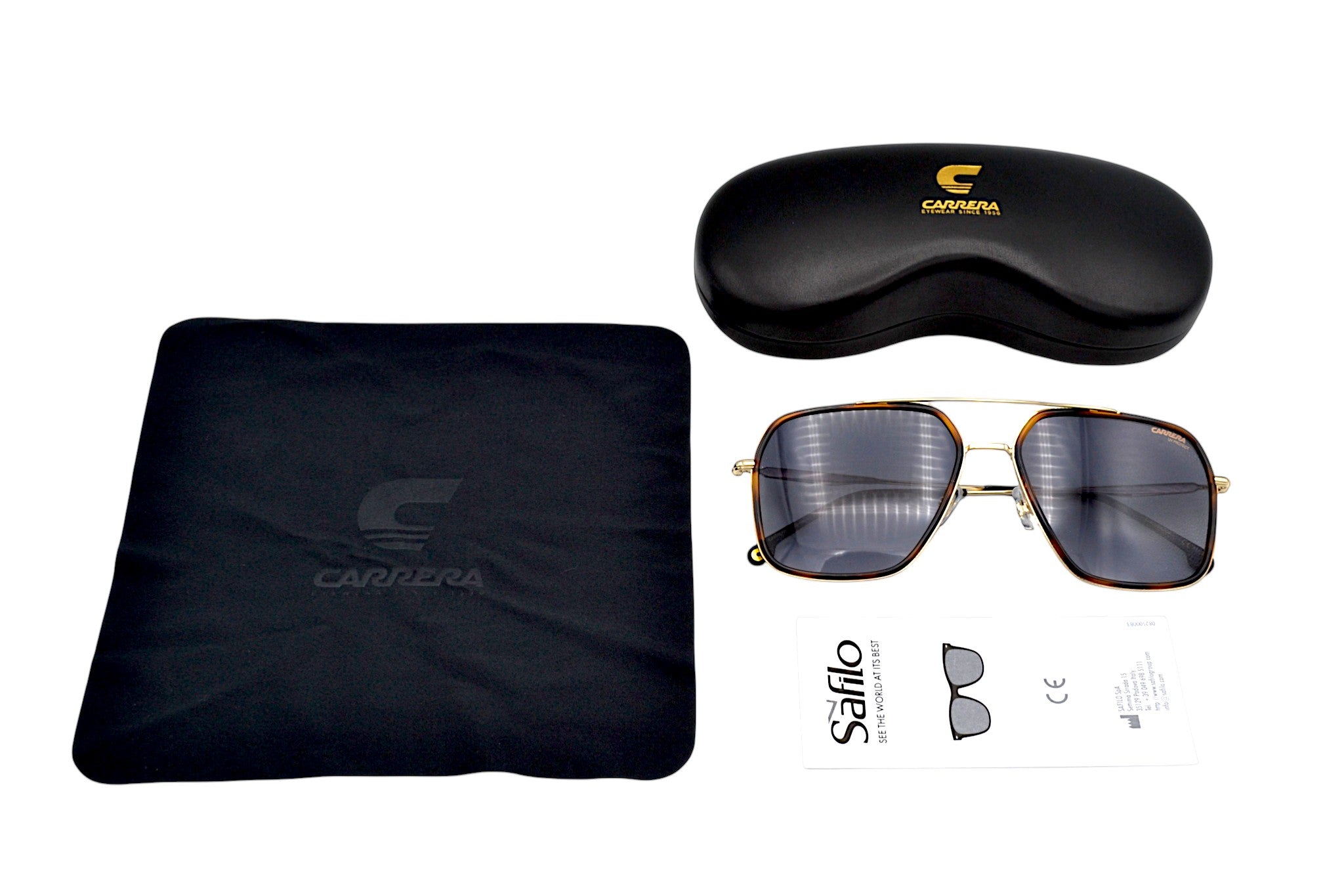 Gafas de sol CARRERA para hombre, con cuero rectangular metal dorado 273S 08690