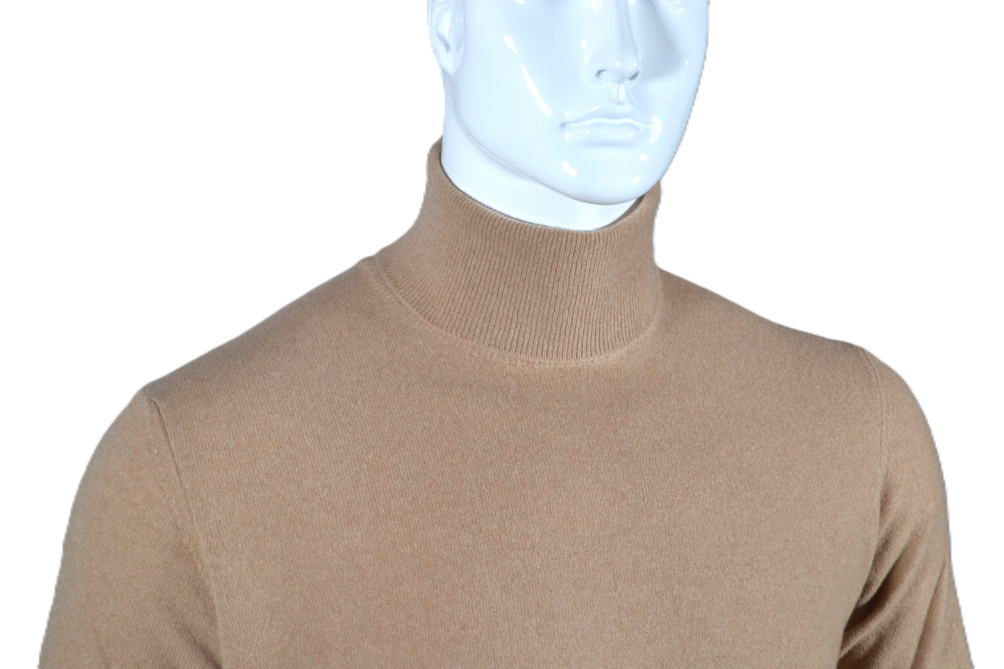 100% cashmere sweater, Made in Italy with high neck, camel color