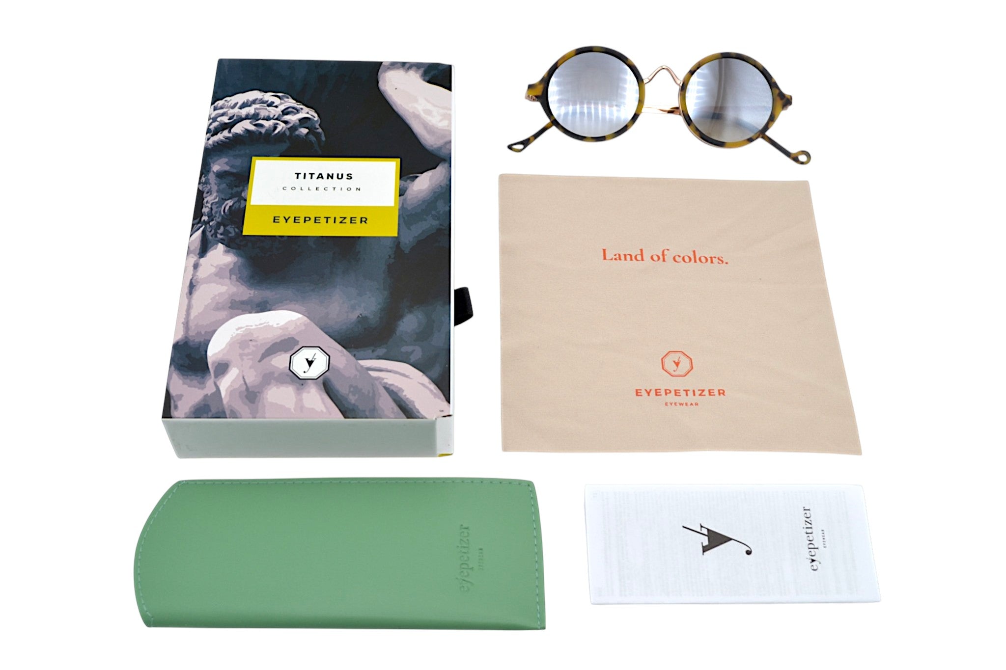 Gafas de sol Eyepetizer- Des Art diseño redondeado de acetato y metal dorado, para mujer