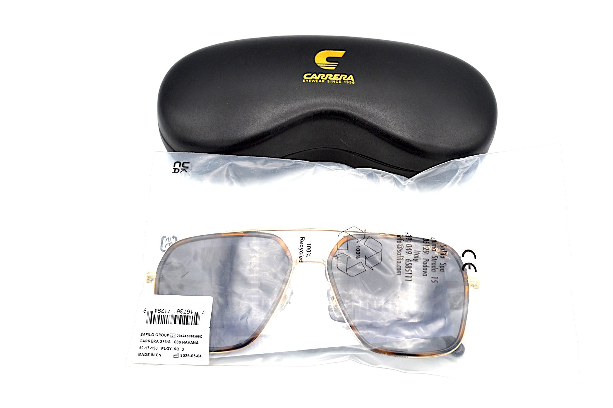 Gafas de sol CARRERA para hombre, con cuero rectangular metal dorado 273S 08690
