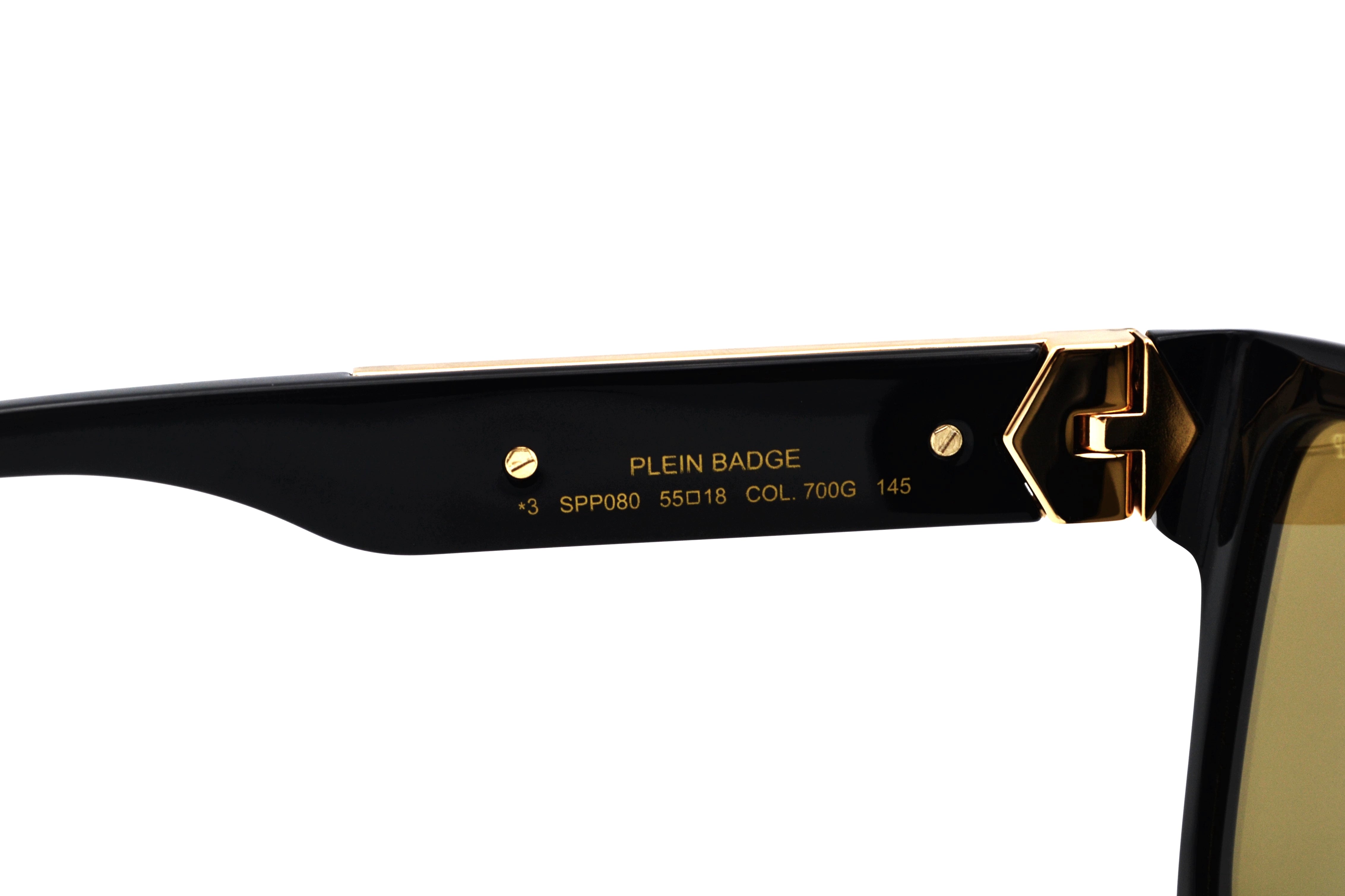 Philipp Plein Sunglasses - 23K Gold Plated - Plein Badge SPP080 700G Acetate and gold plated design for men