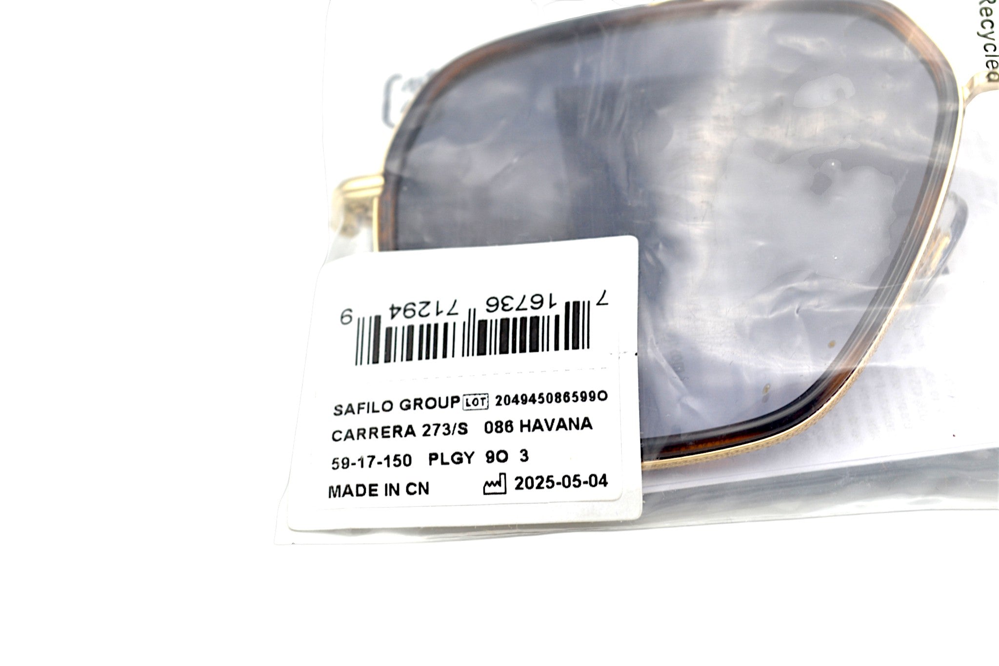 Gafas de sol CARRERA para hombre, con cuero rectangular metal dorado 273S 08690