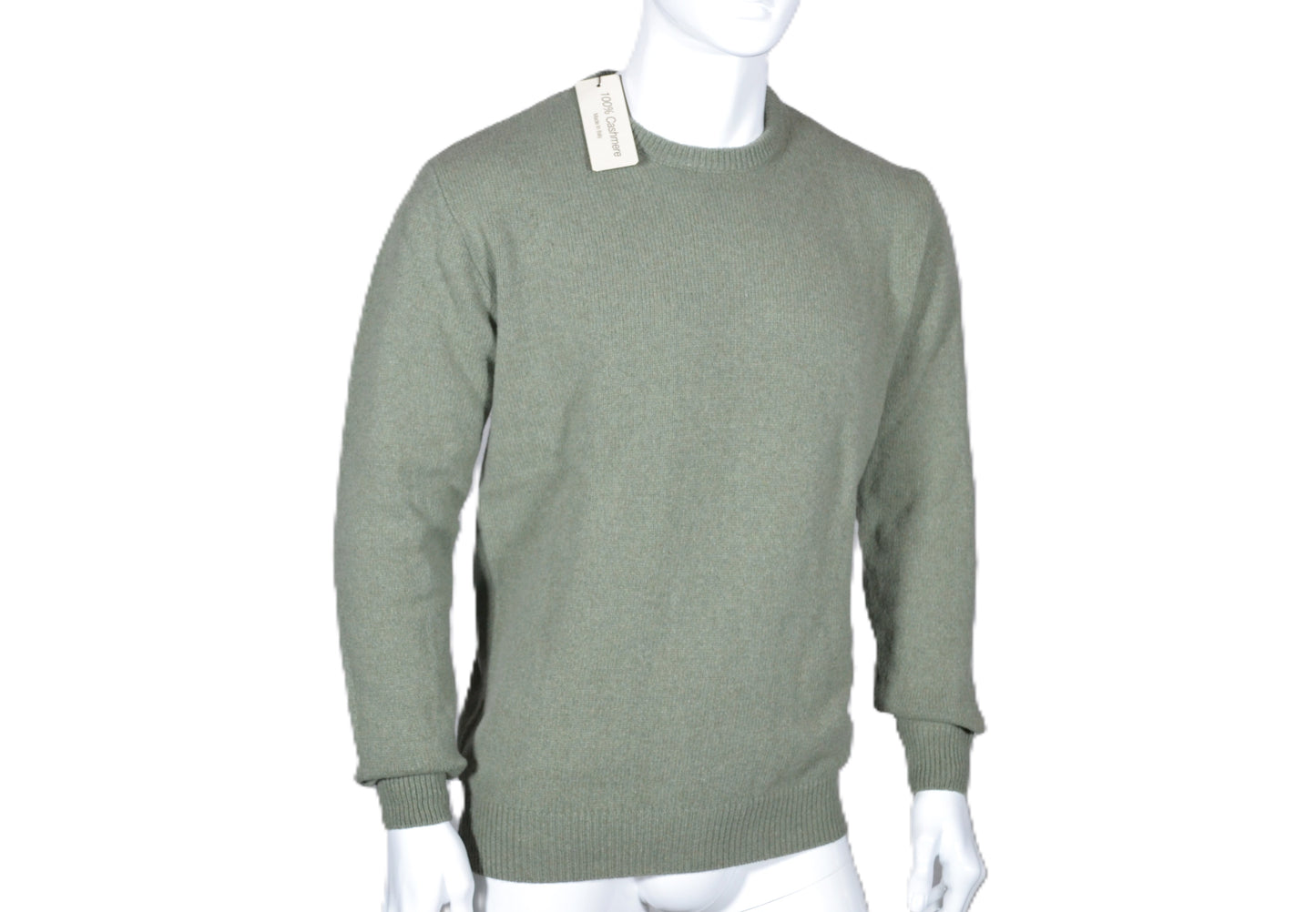 100% cashmere sweater, Made in Italy with round neck, sage color