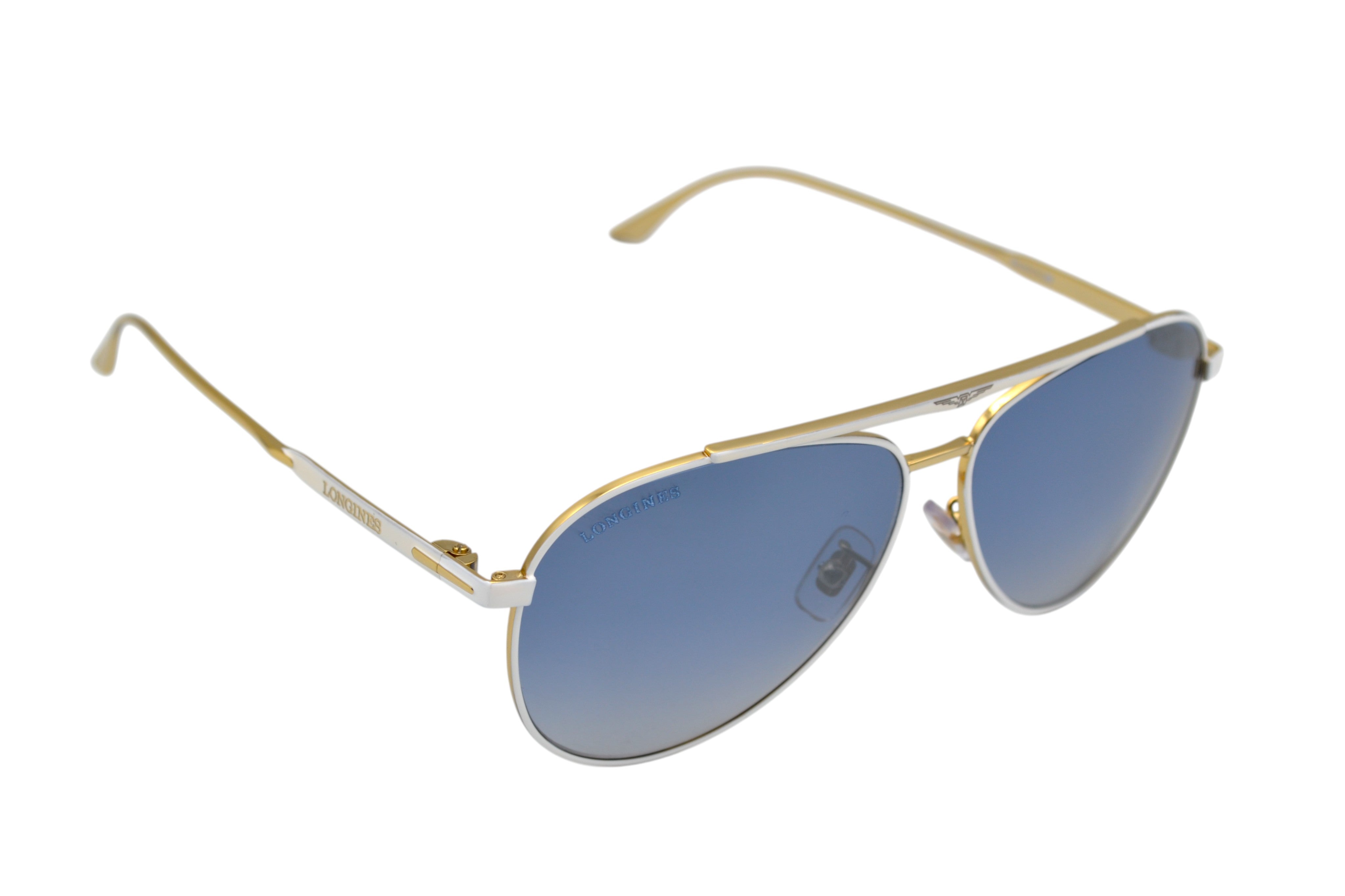 Gafas de sol Longines - LG0005H 30X Diseño clásico de Aviador, metal blanco para hombre