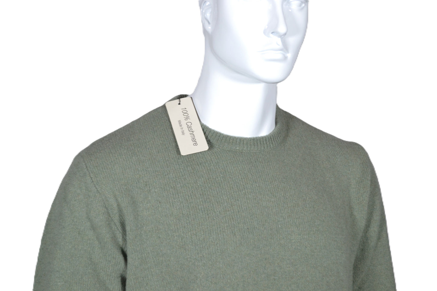 100% cashmere sweater, Made in Italy with round neck, sage color