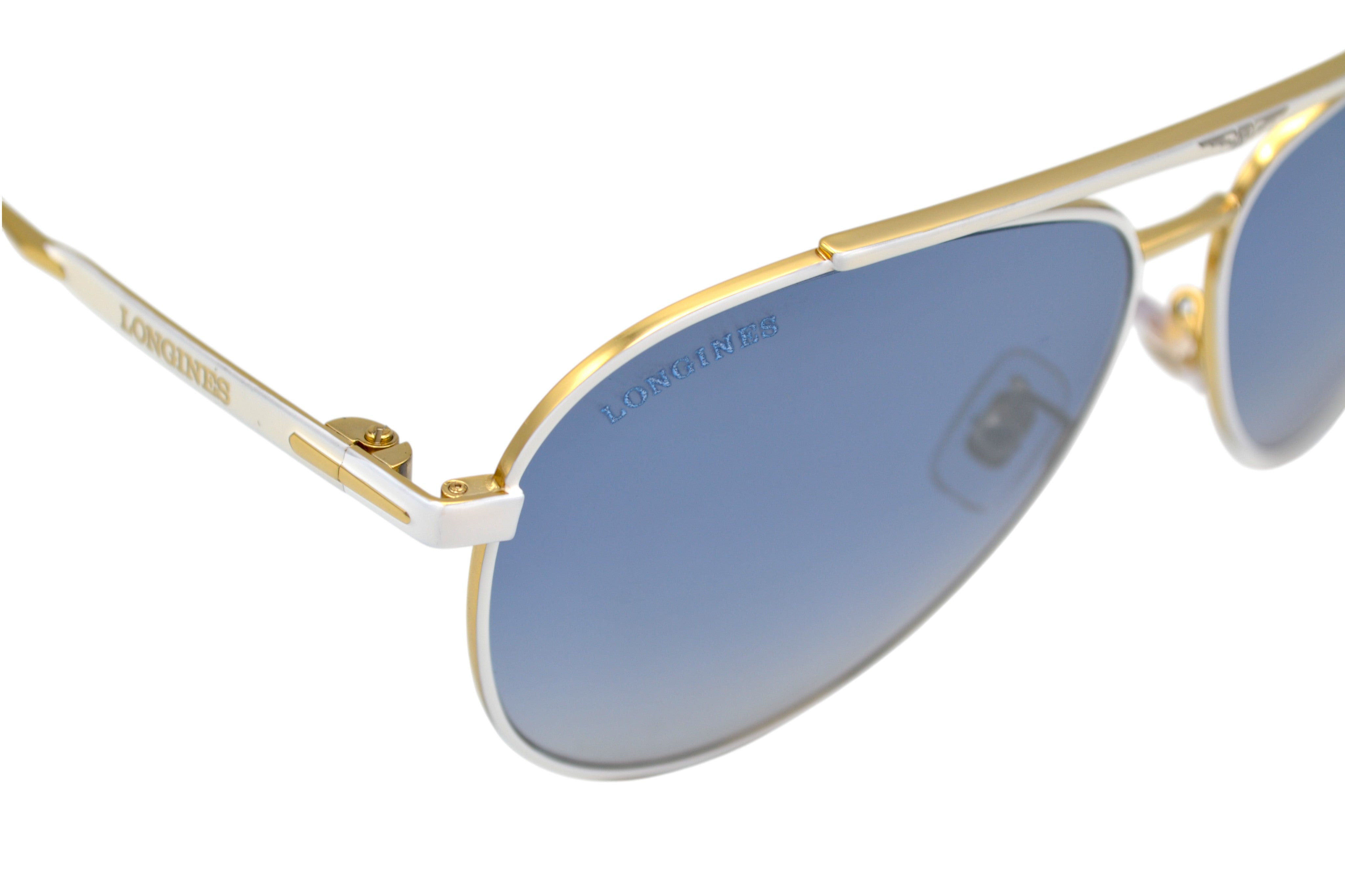 Gafas de sol Longines - LG0005H 30X Diseño clásico de Aviador, metal blanco para hombre