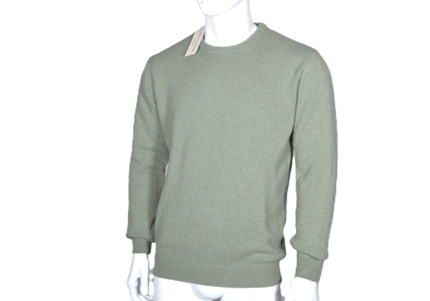 100% cashmere sweater, Made in Italy with round neck, sage color