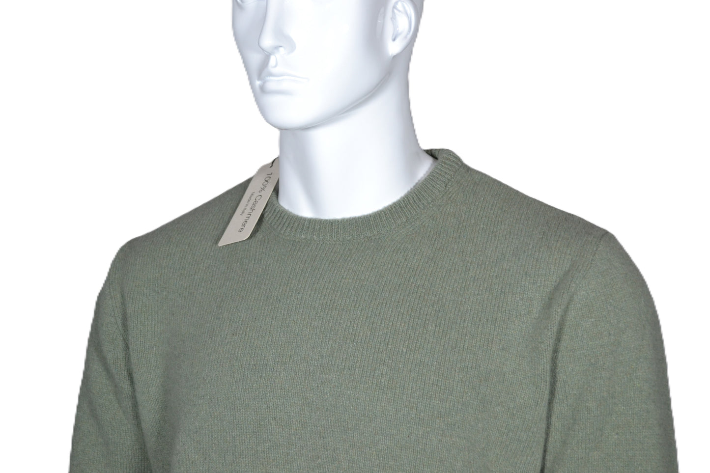 100% cashmere sweater, Made in Italy with round neck, sage color