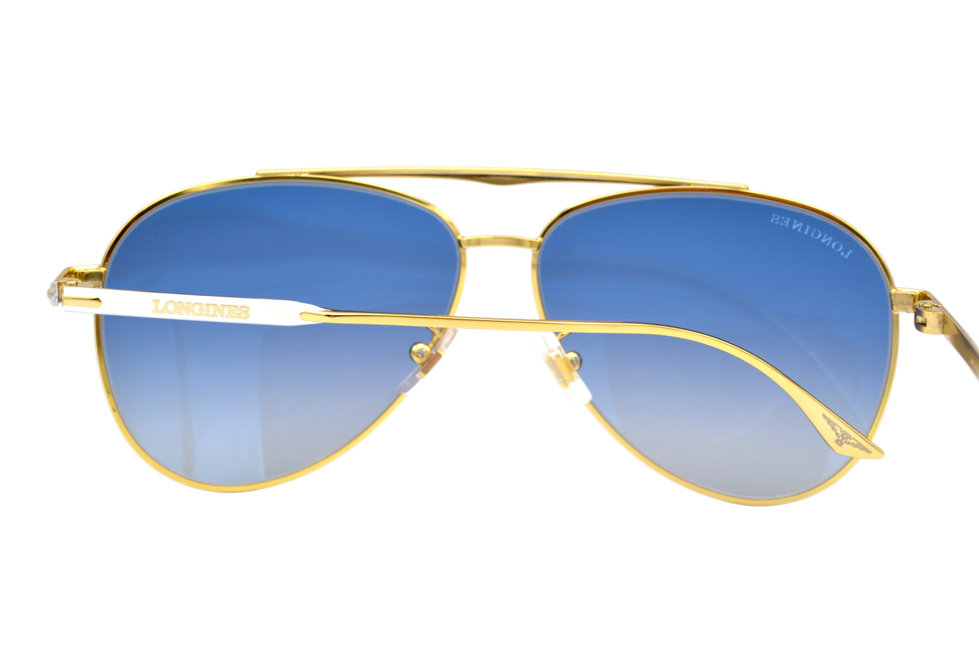 Gafas de sol Longines - LG0005H 30X Diseño clásico de Aviador, metal blanco para hombre