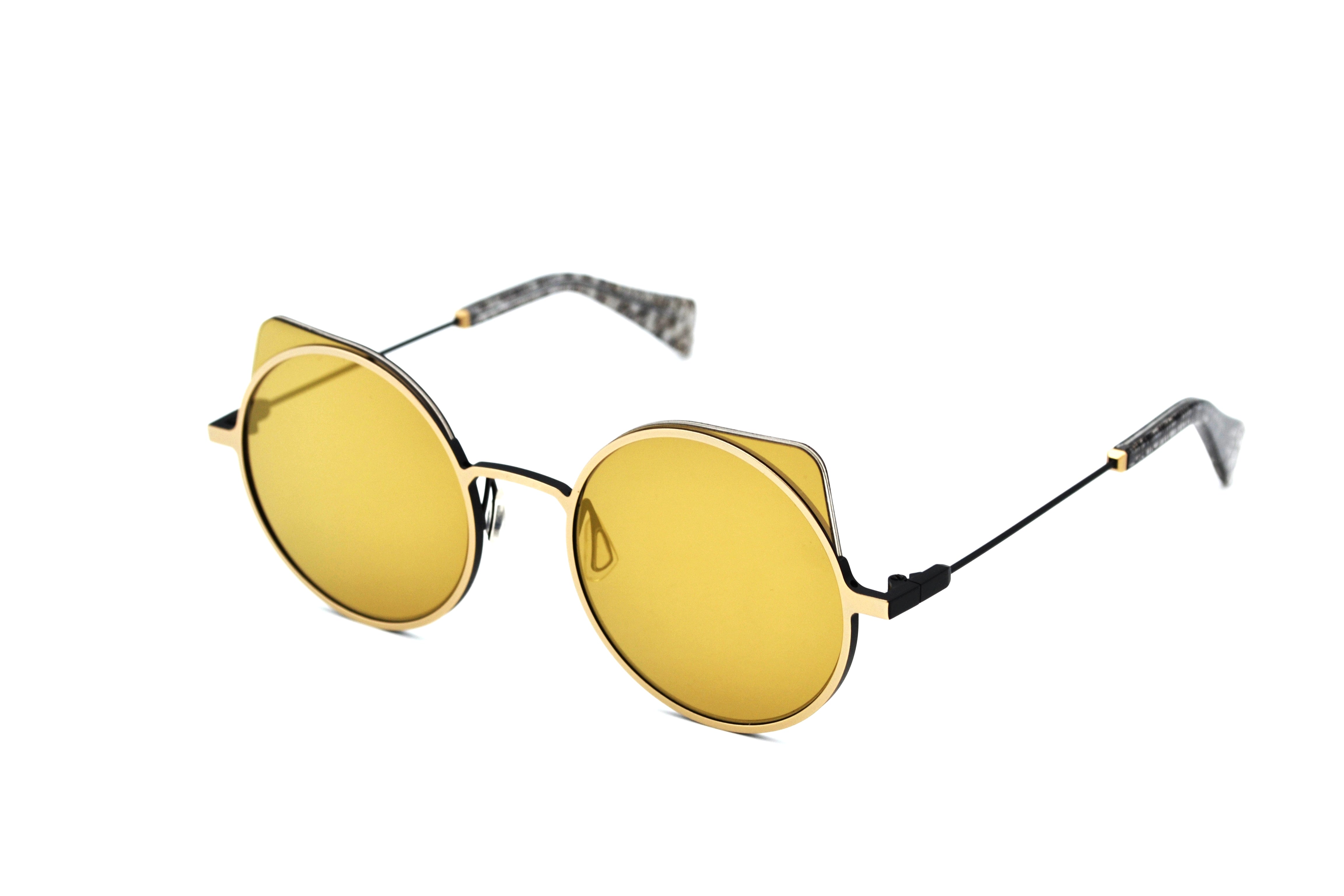 Gafas de sol Yohji Yamamoto YY7030 479 Diseño de acetato y metal dorado Unisex