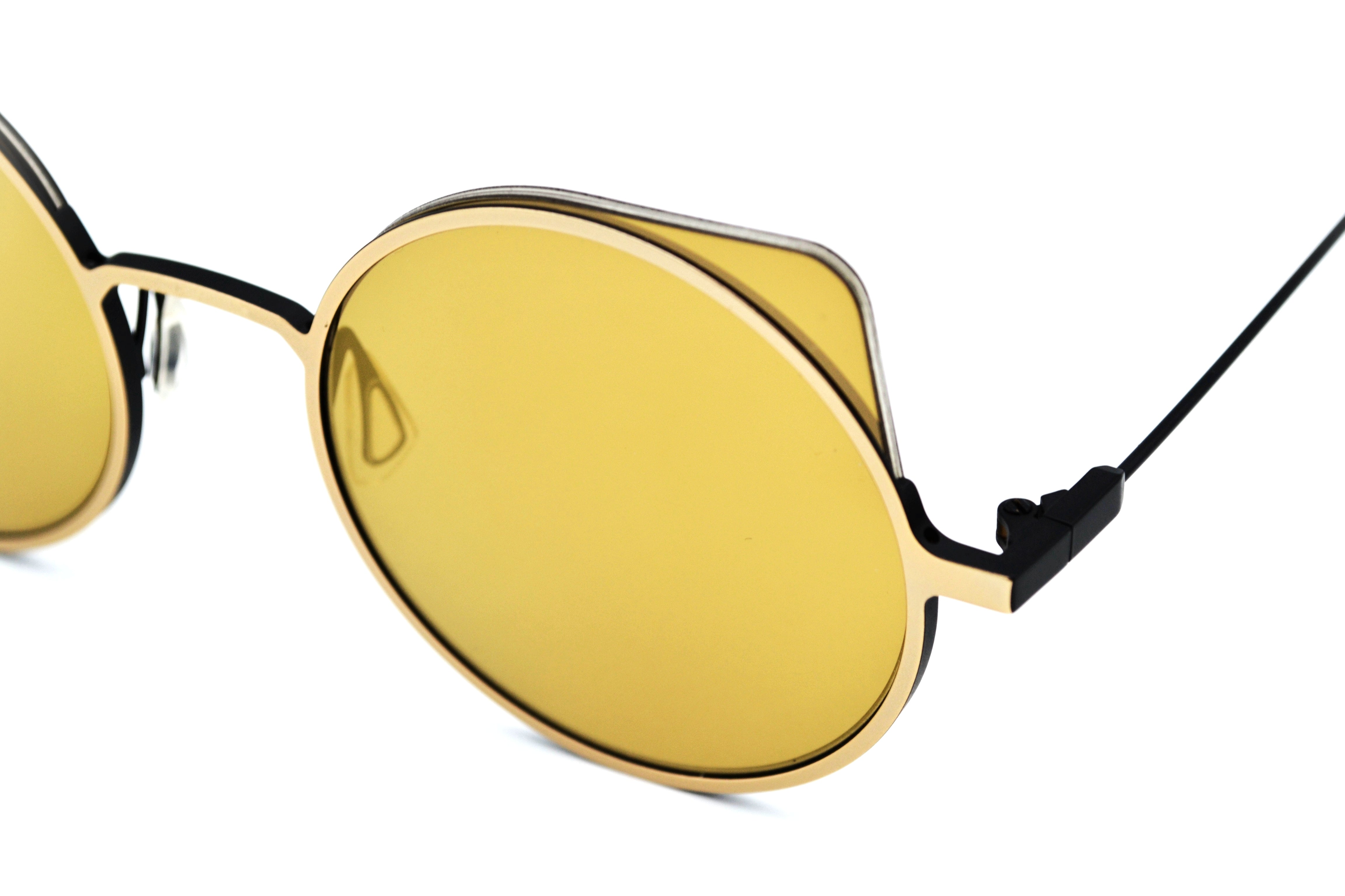 Gafas de sol Yohji Yamamoto YY7030 479 Diseño de acetato y metal dorado Unisex
