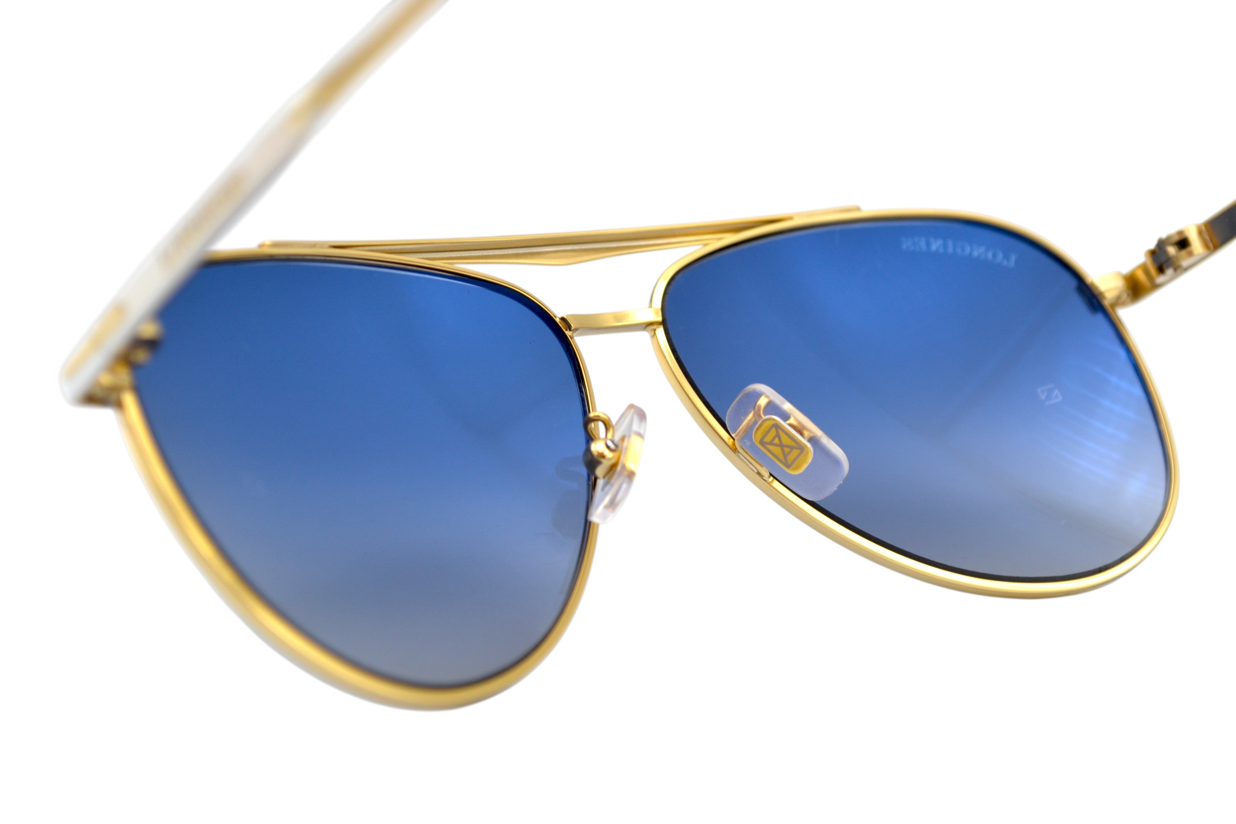 Gafas de sol Longines - LG0005H 30X Diseño clásico de Aviador, metal blanco para hombre