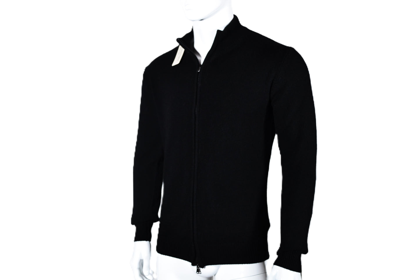 100% cashmere cardigan sweater, Made in Italy with zipper, black color