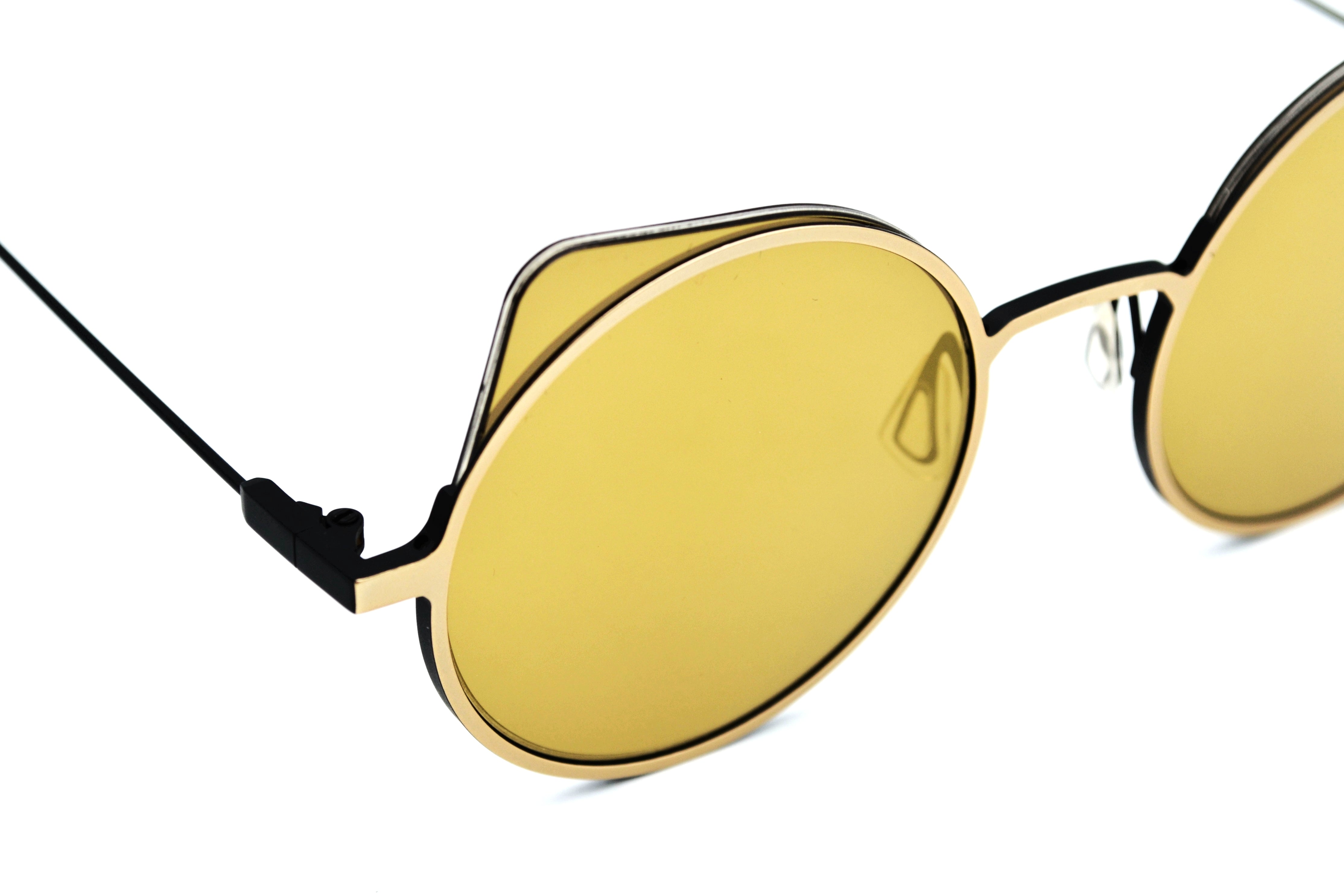 Gafas de sol Yohji Yamamoto YY7030 479 Diseño de acetato y metal dorado Unisex