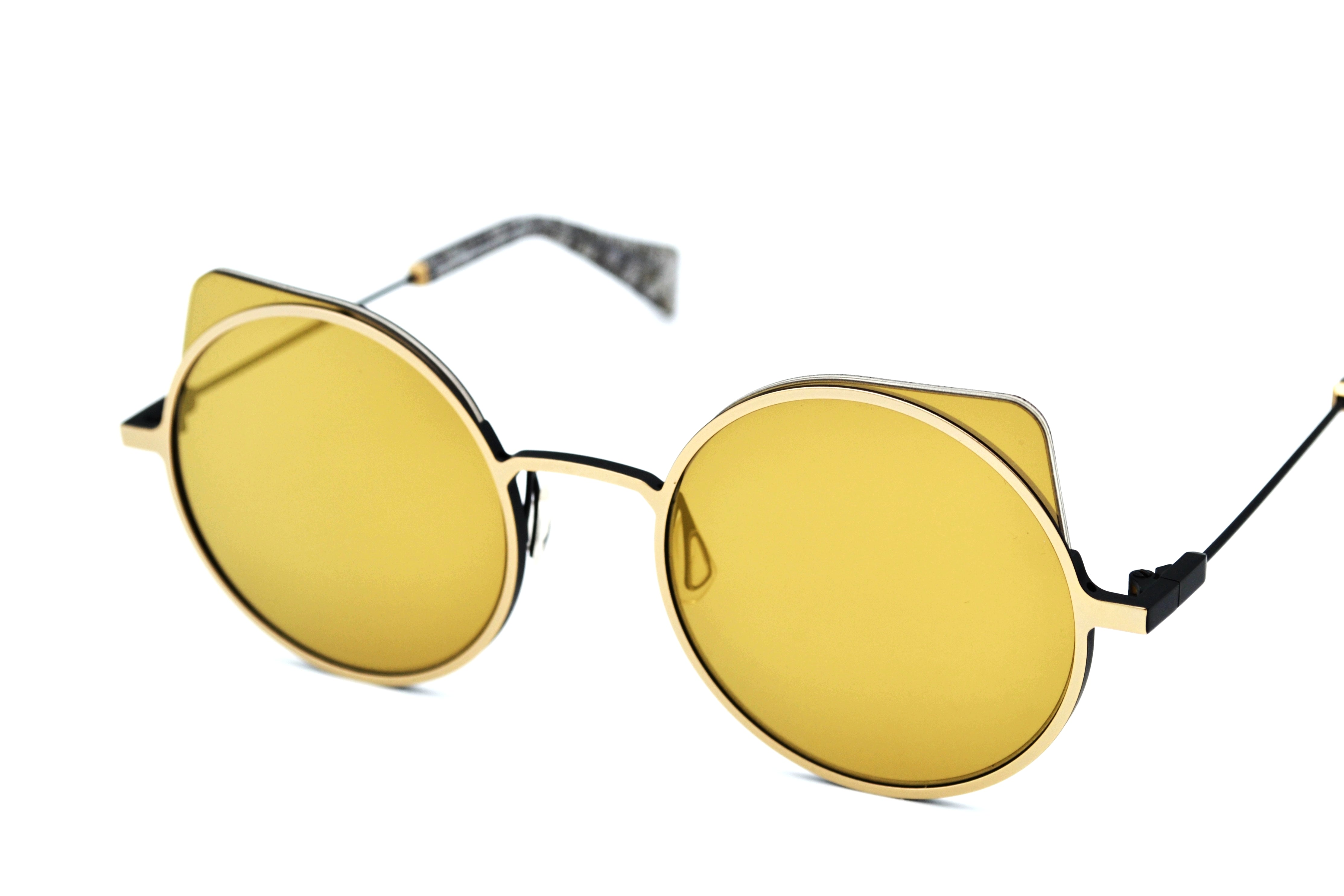 Gafas de sol Yohji Yamamoto YY7030 479 Diseño de acetato y metal dorado Unisex