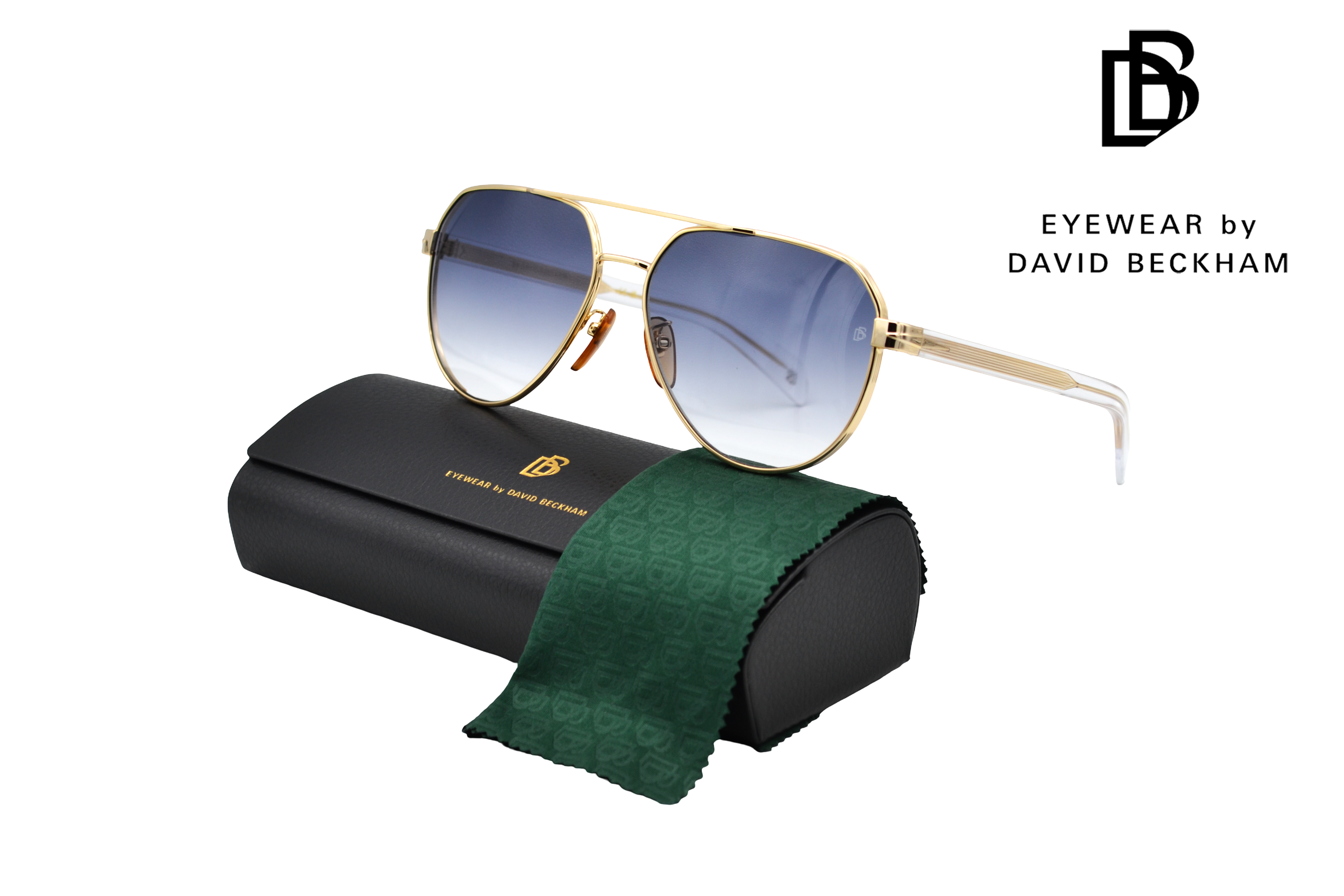 Gafas de sol David Beckham DB1121 - Diseño de aviador de metal dorado para hombre