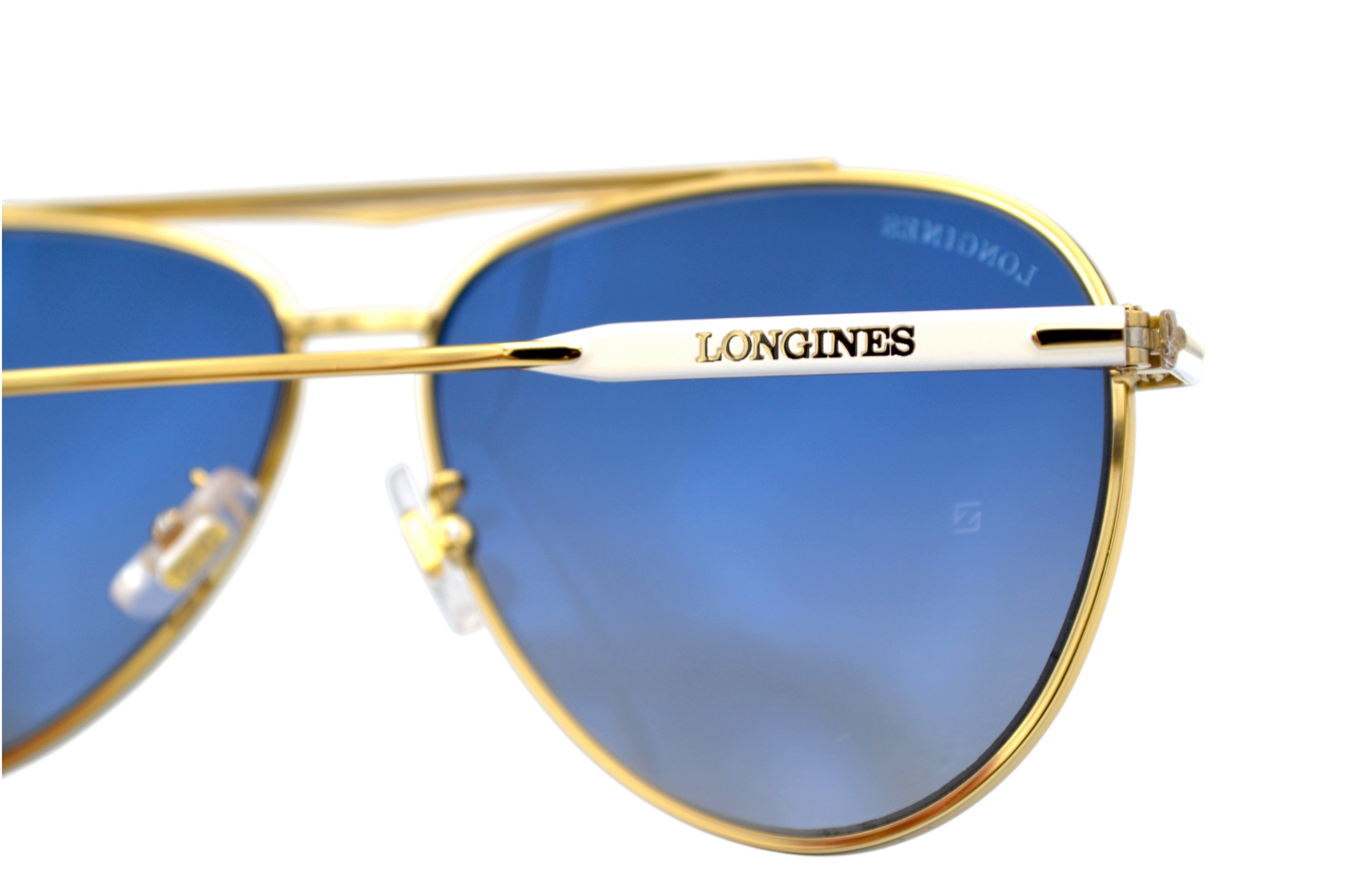 Gafas de sol Longines - LG0005H 30X Diseño clásico de Aviador, metal blanco para hombre