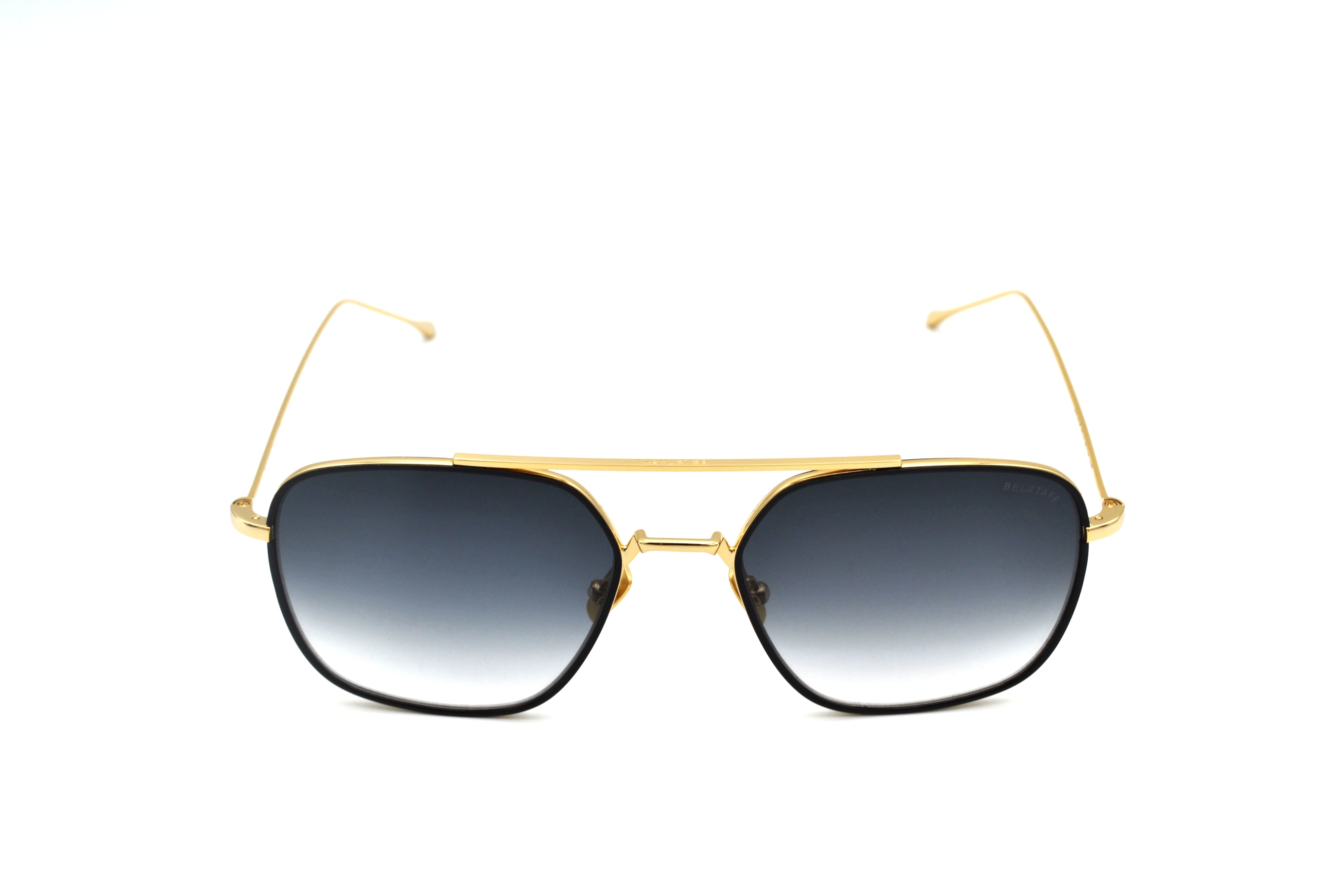 Gafas de sol Belstaff OUTLAW II BLACK, Diseño rectangular de metal, Fabricado en Japón