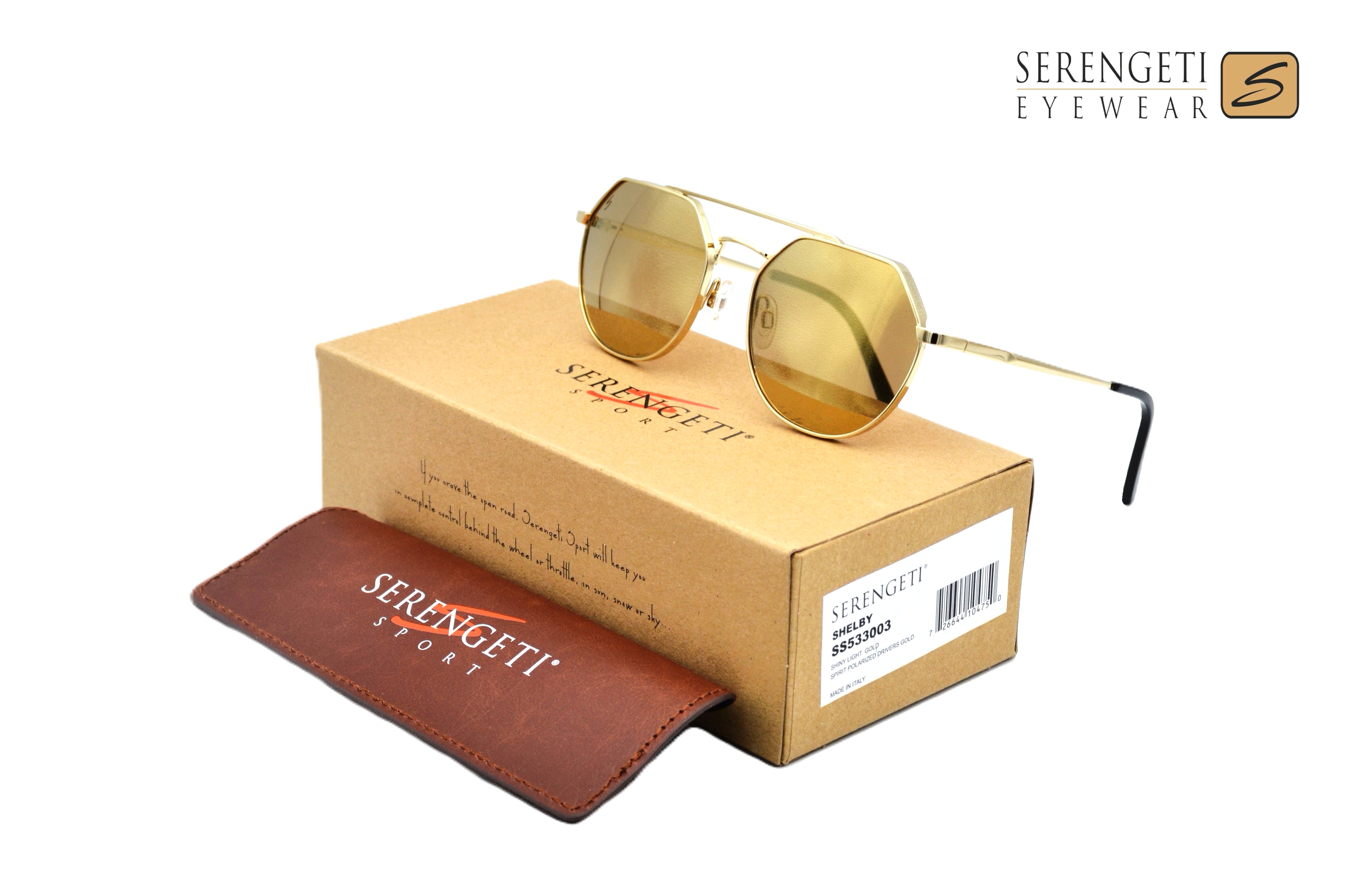 Gafas de sol Serengeti SHELBY SS533003 Diseño de metal dorado, unisex