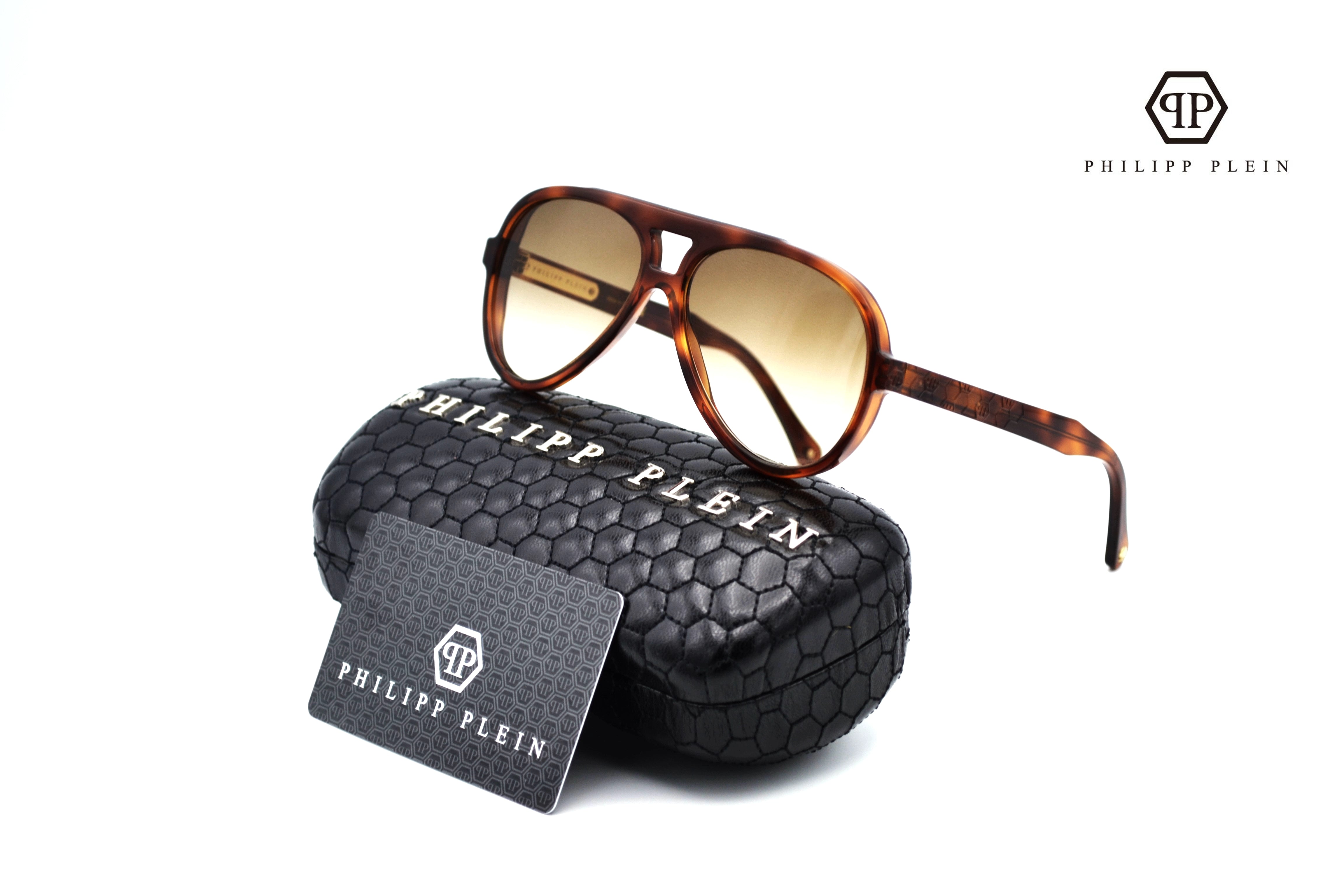 Philipp Plein Sunglasses - MES0107 GOZG Havana Brown Acetate Design for Men