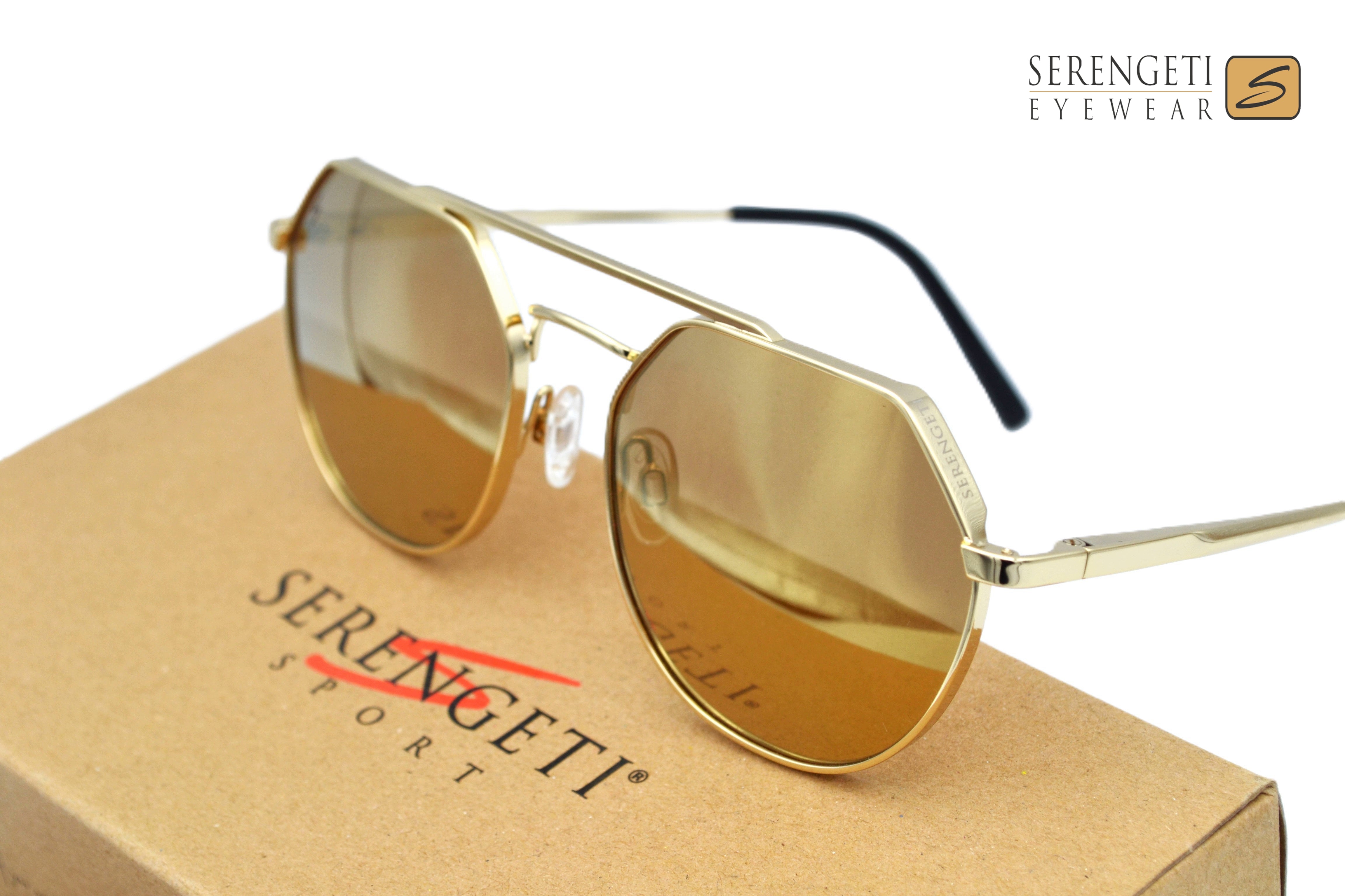 Gafas de sol Serengeti SHELBY SS533003 Diseño de metal dorado, unisex