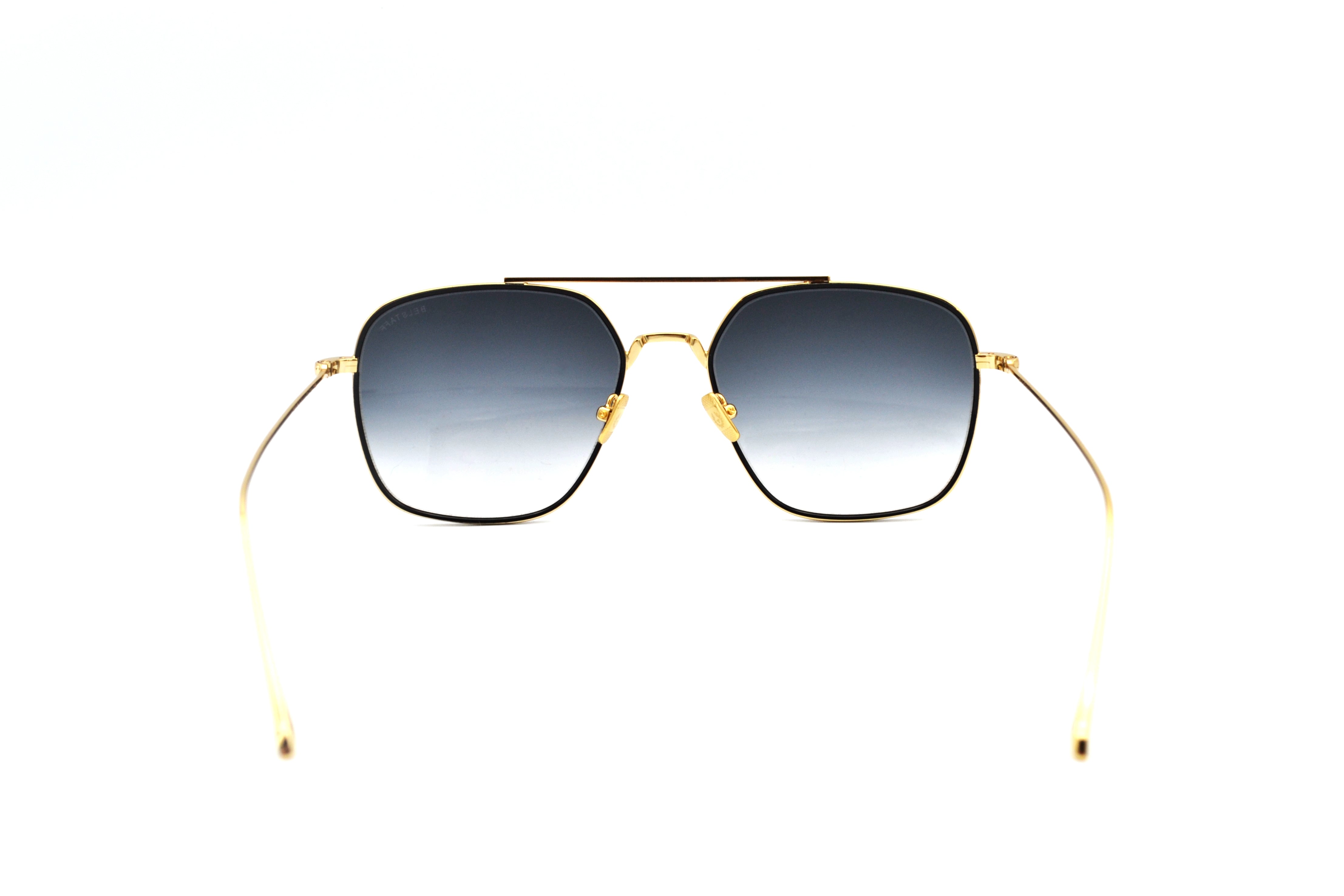 Gafas de sol Belstaff OUTLAW II BLACK, Diseño rectangular de metal, Fabricado en Japón